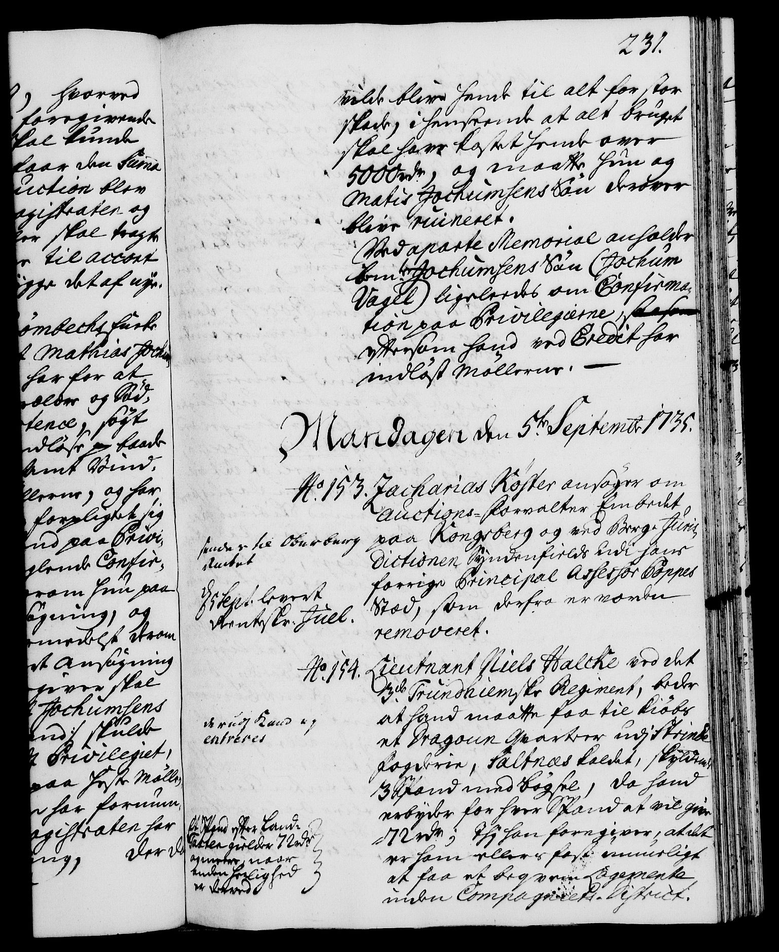 Rentekammeret, Kammerkanselliet, RA/EA-3111/G/Gh/Gha/L0017: Norsk ekstraktmemorialprotokoll (merket RK 53.62), 1735, p. 231