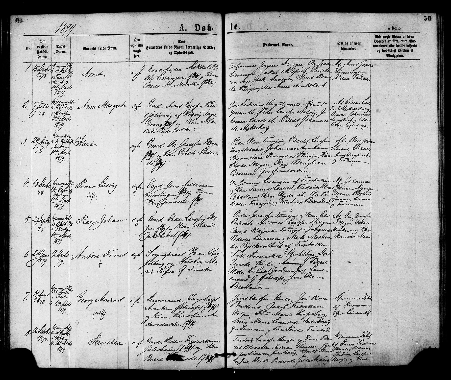 Ministerialprotokoller, klokkerbøker og fødselsregistre - Nord-Trøndelag, SAT/A-1458/755/L0493: Parish register (official) no. 755A02, 1865-1881, p. 50