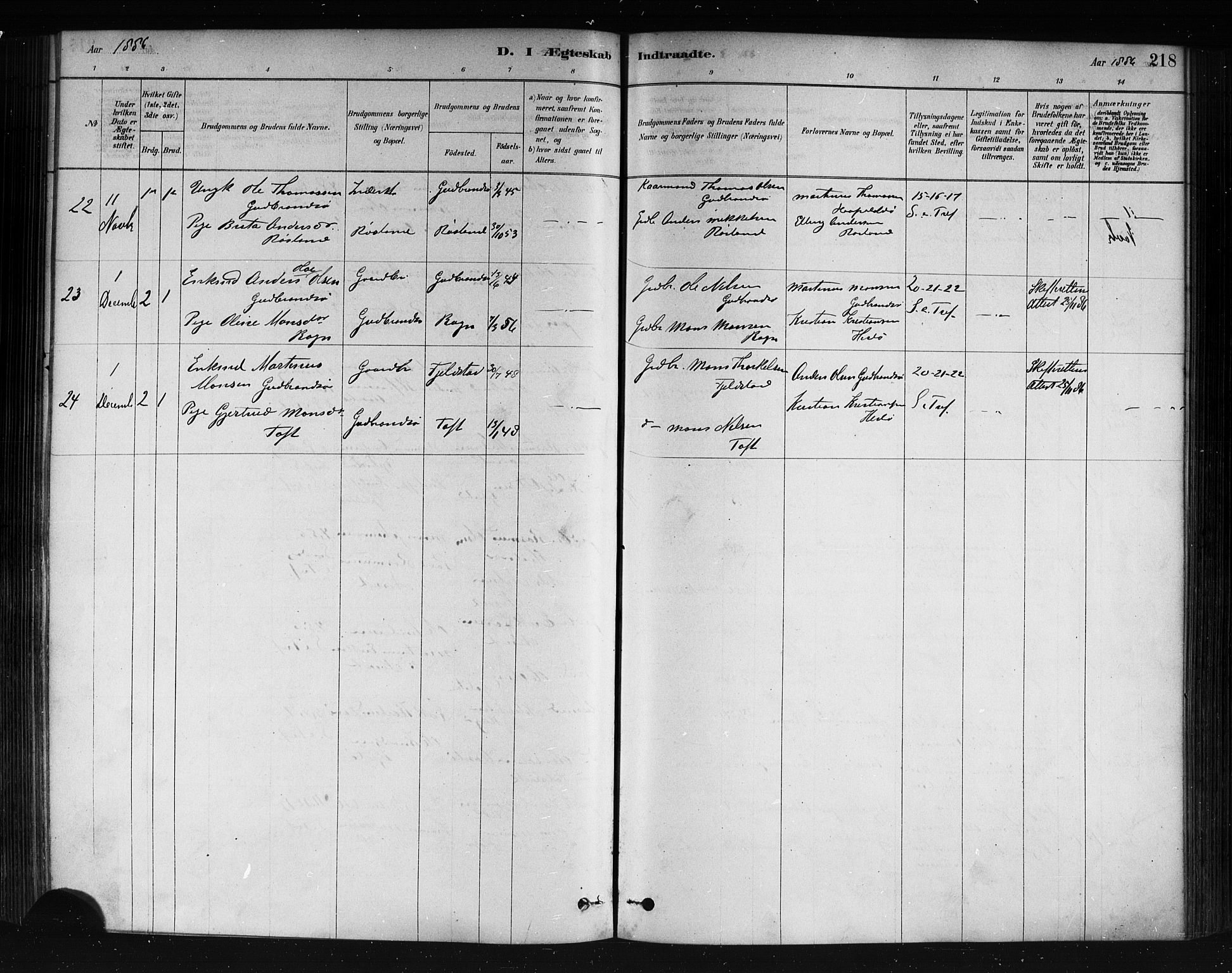 Herdla Sokneprestembete, AV/SAB-A-75701/H/Haa: Parish register (official) no. A 3, 1878-1890, p. 218