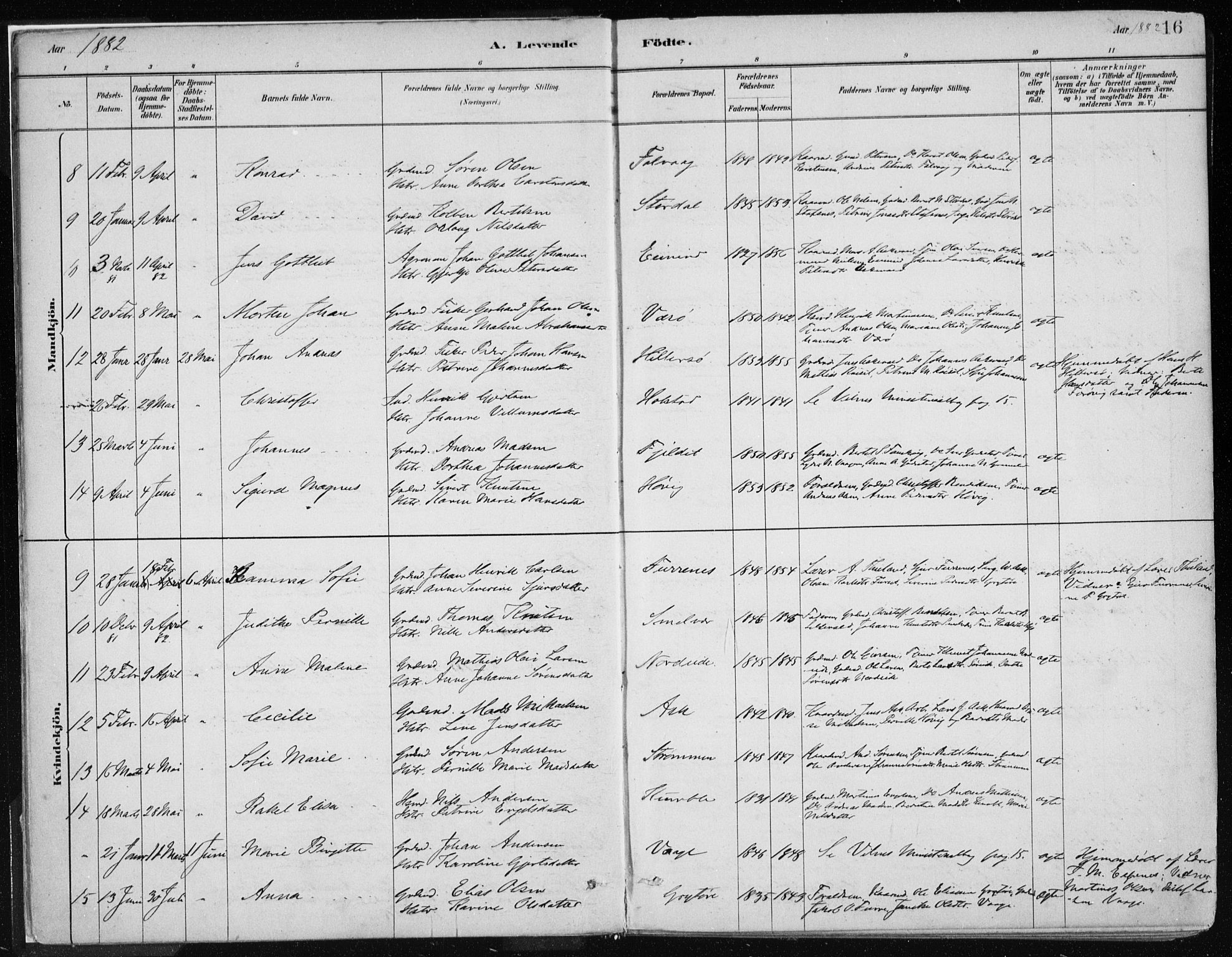 Askvoll sokneprestembete, AV/SAB-A-79501/H/Haa/Haab/L0002: Parish register (official) no. B 2, 1879-1909, p. 16