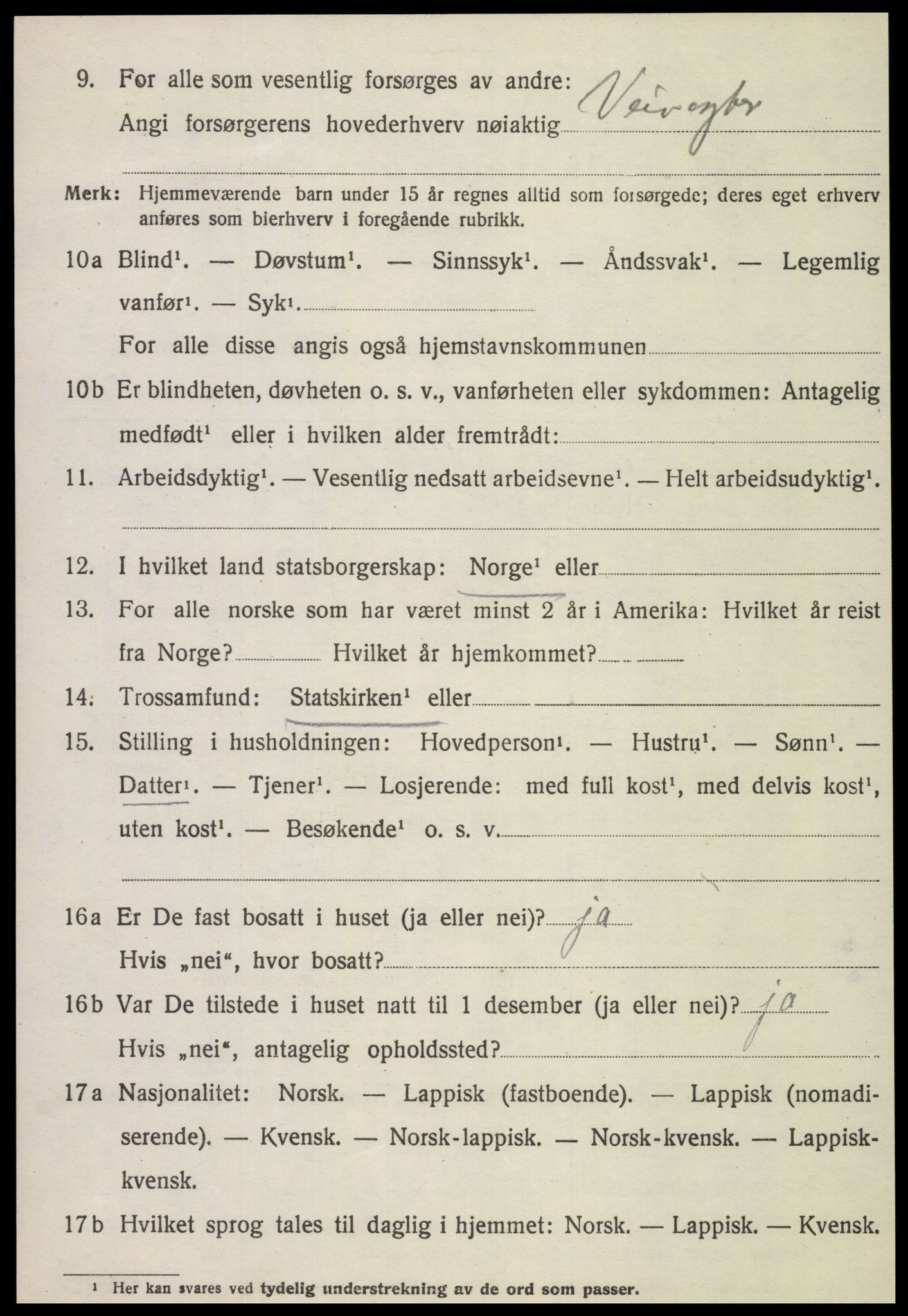 SAT, 1920 census for Namdalseid, 1920, p. 2601