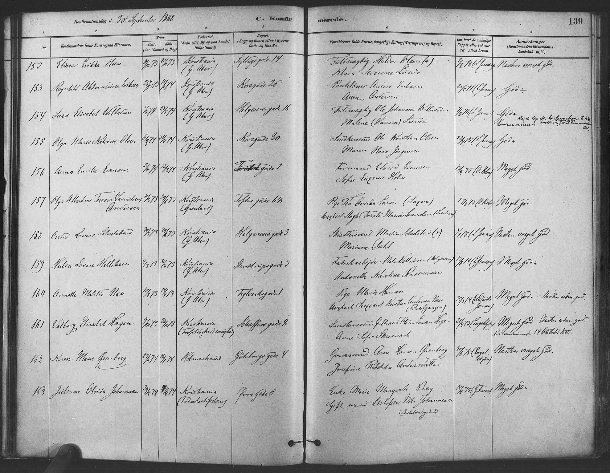 Paulus prestekontor Kirkebøker, SAO/A-10871/F/Fa/L0004: Parish register (official) no. 4, 1879-1891, p. 139