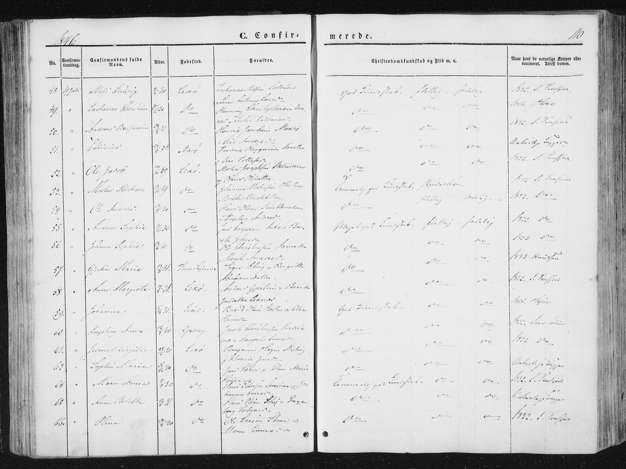 Ministerialprotokoller, klokkerbøker og fødselsregistre - Nord-Trøndelag, SAT/A-1458/780/L0640: Parish register (official) no. 780A05, 1845-1856, p. 110