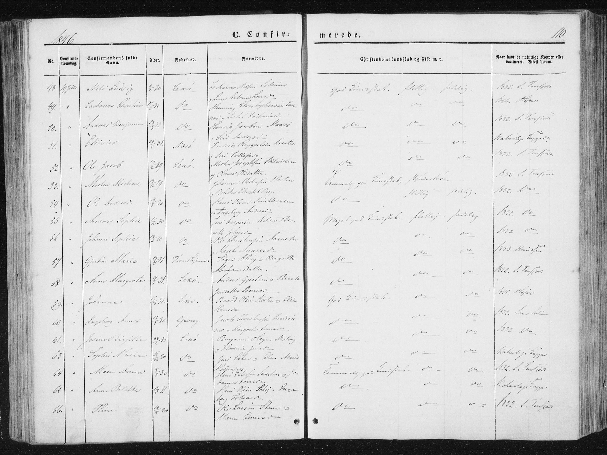 Ministerialprotokoller, klokkerbøker og fødselsregistre - Nord-Trøndelag, AV/SAT-A-1458/780/L0640: Parish register (official) no. 780A05, 1845-1856, p. 110