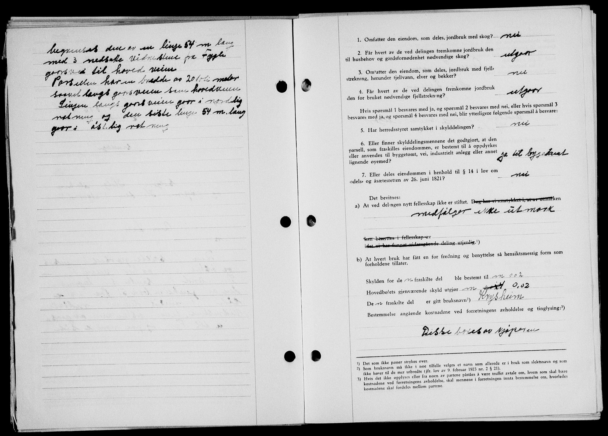 Lofoten sorenskriveri, SAT/A-0017/1/2/2C/L0013a: Mortgage book no. 13a, 1944-1946, Diary no: : 1066/1945