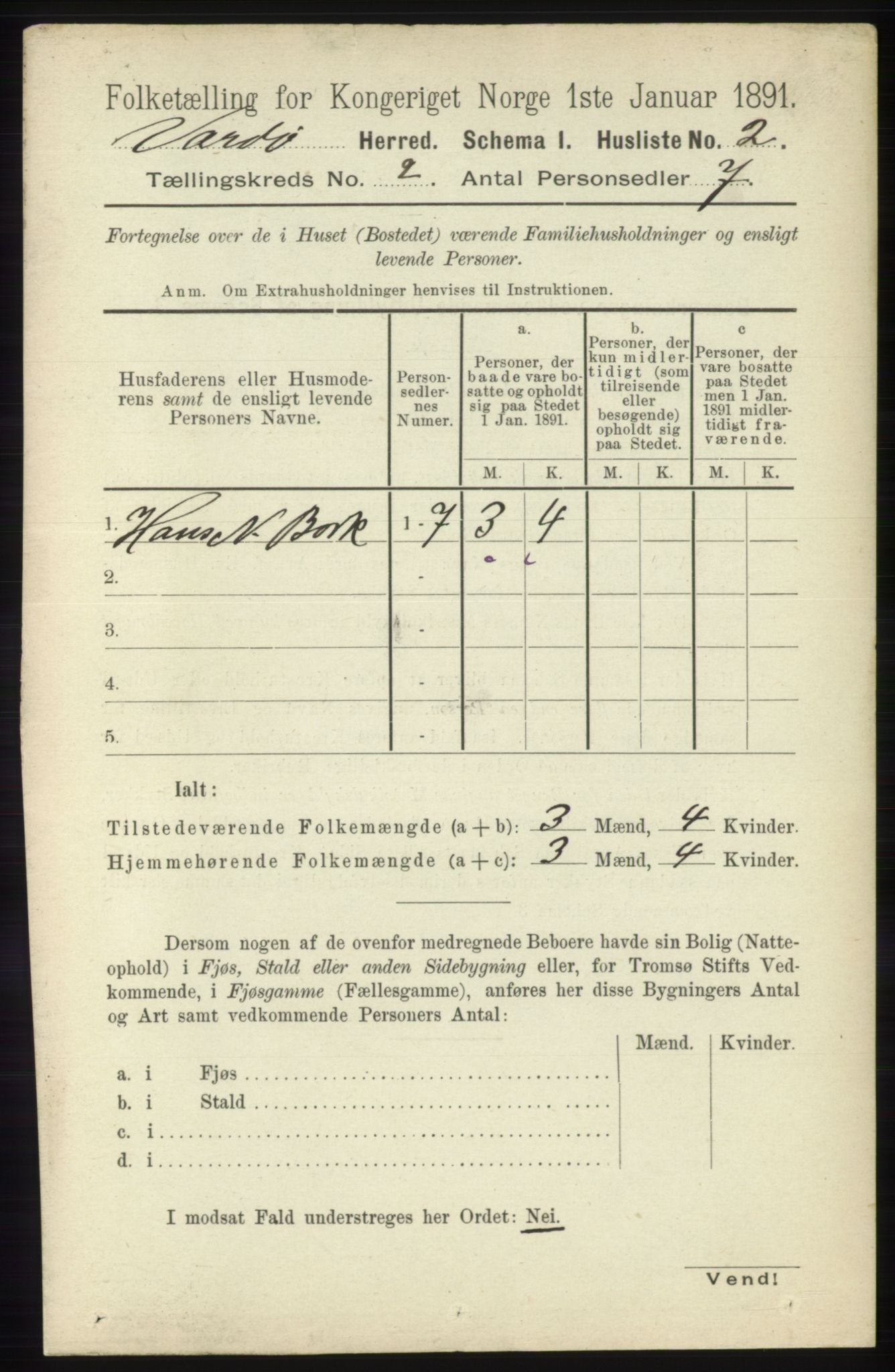 RA, 1891 census for 2028 Vardø, 1891, p. 211