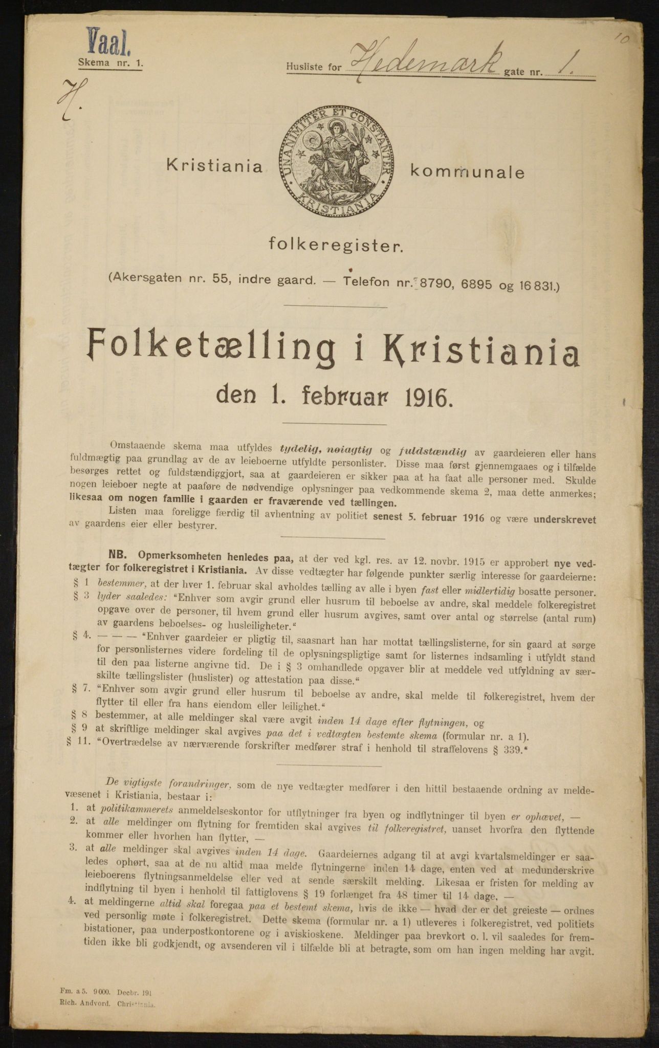 OBA, Municipal Census 1916 for Kristiania, 1916, p. 36266