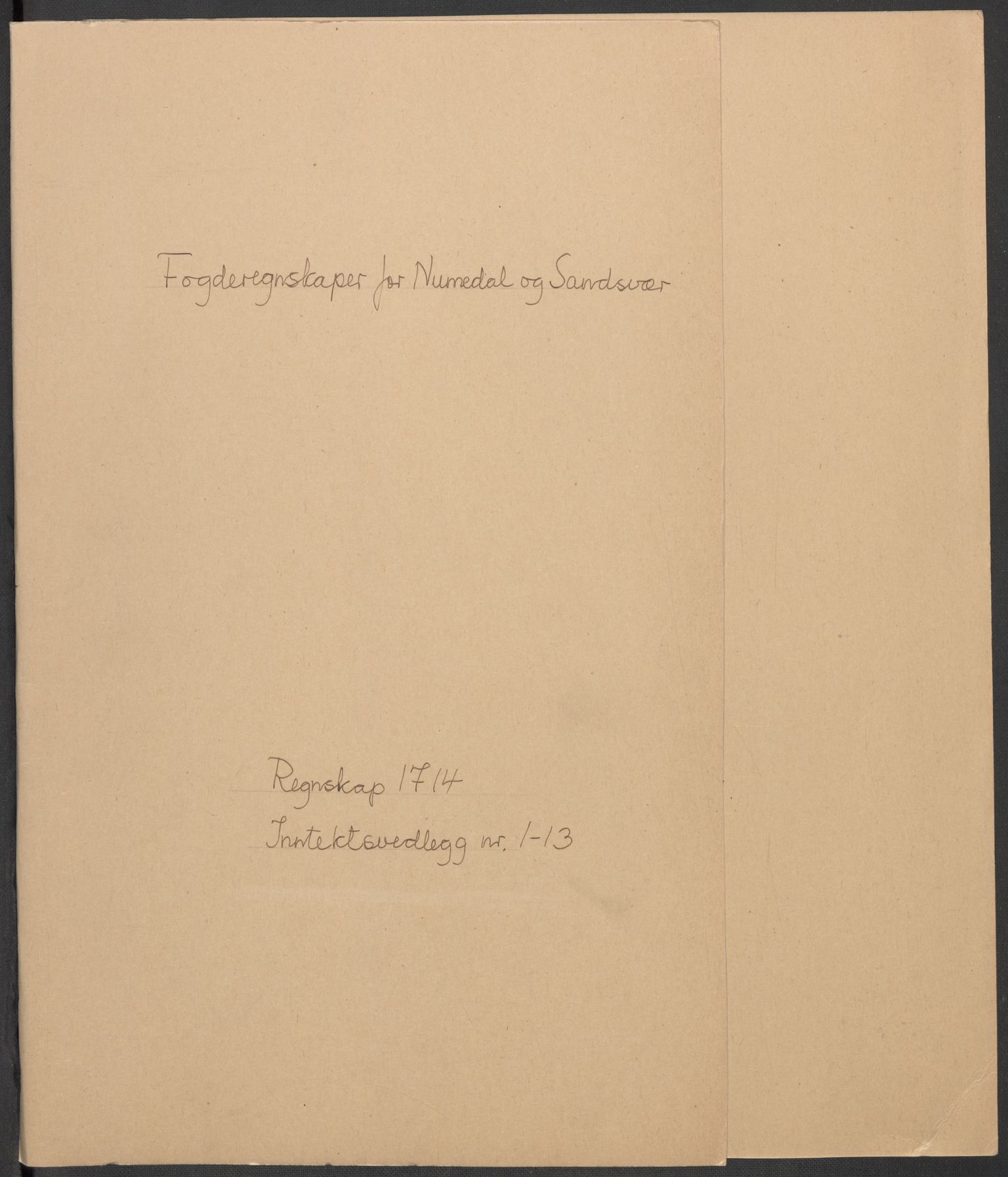 Rentekammeret inntil 1814, Reviderte regnskaper, Fogderegnskap, AV/RA-EA-4092/R24/L1589: Fogderegnskap Numedal og Sandsvær, 1714, p. 2