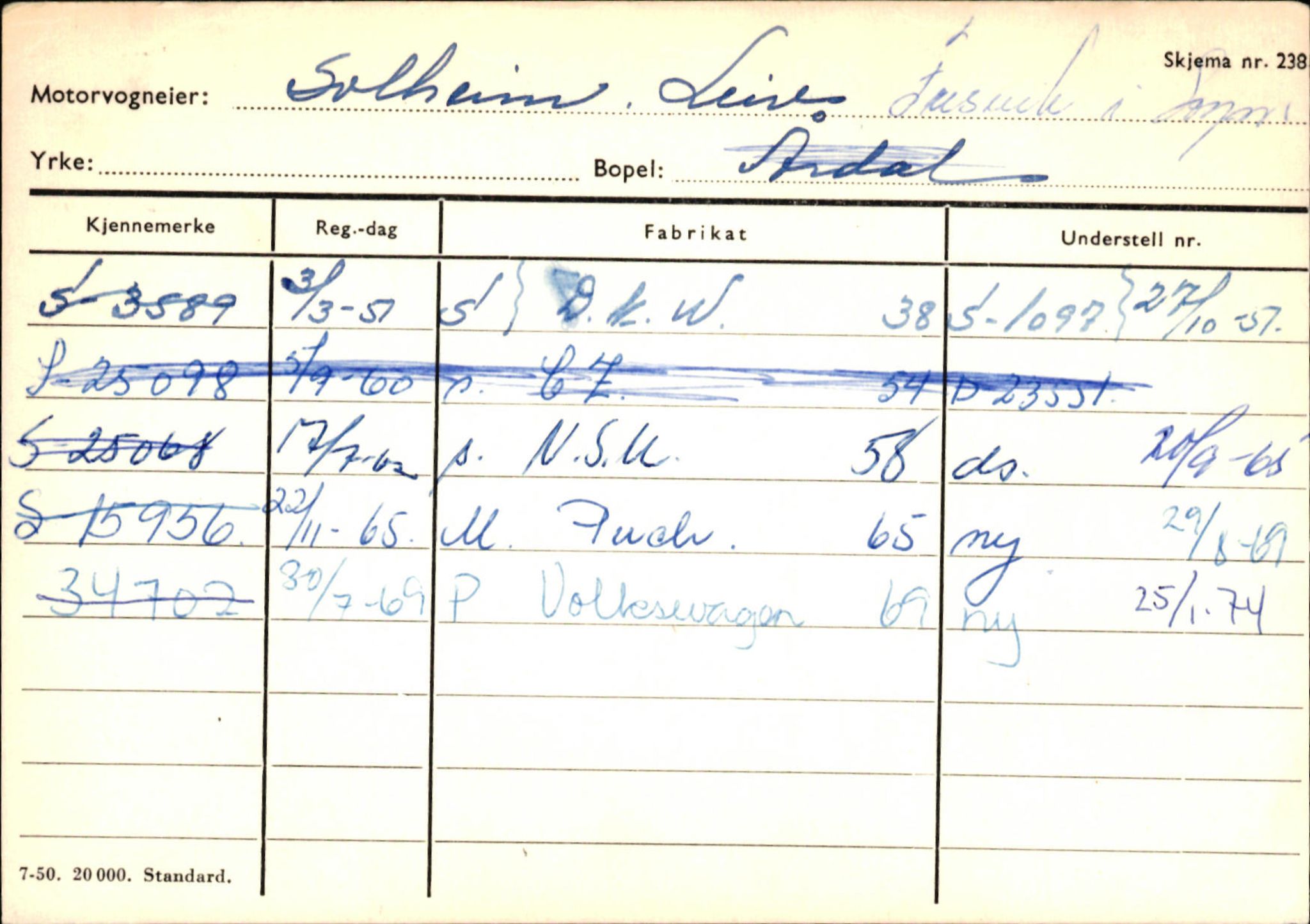 Statens vegvesen, Sogn og Fjordane vegkontor, AV/SAB-A-5301/4/F/L0126: Eigarregister Fjaler M-Å. Leikanger A-Å, 1945-1975, p. 2138