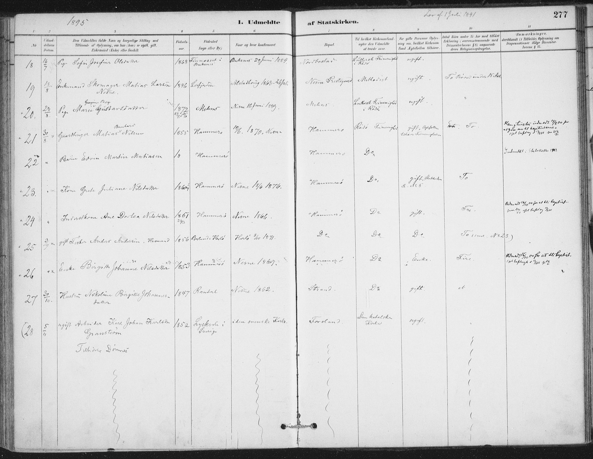 Ministerialprotokoller, klokkerbøker og fødselsregistre - Nordland, AV/SAT-A-1459/838/L0553: Parish register (official) no. 838A11, 1880-1910, p. 277