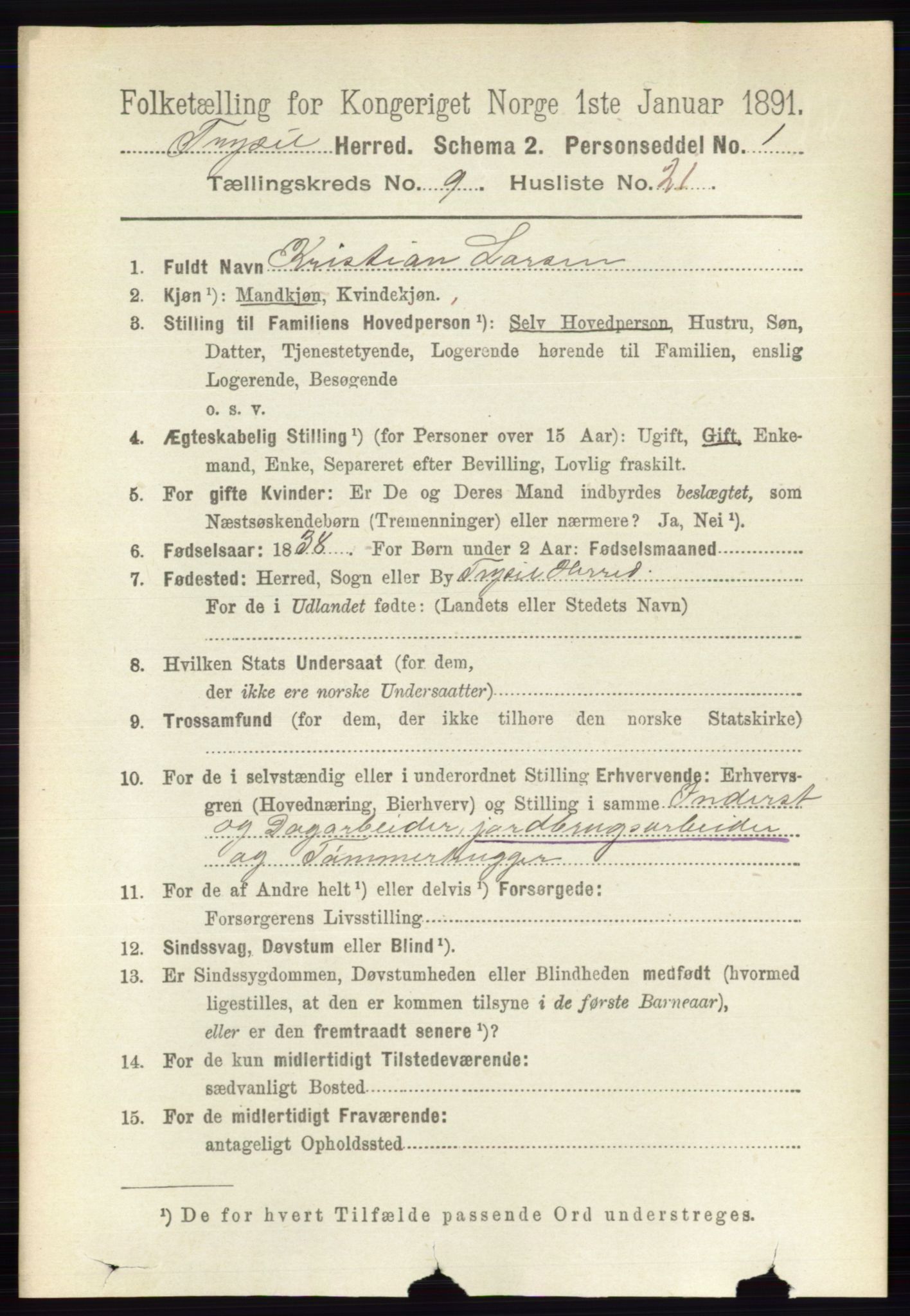 RA, 1891 census for 0428 Trysil, 1891, p. 4326