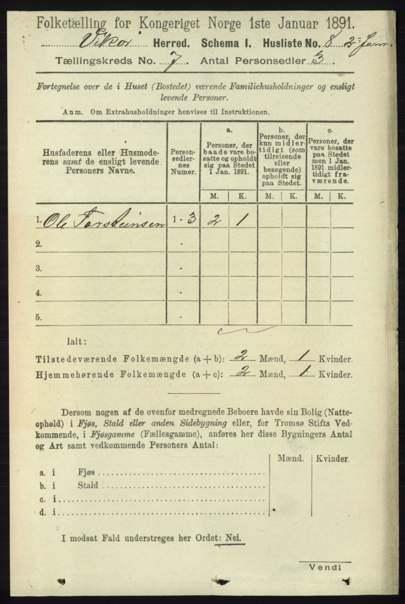 RA, 1891 census for 1238 Vikør, 1891, p. 2207