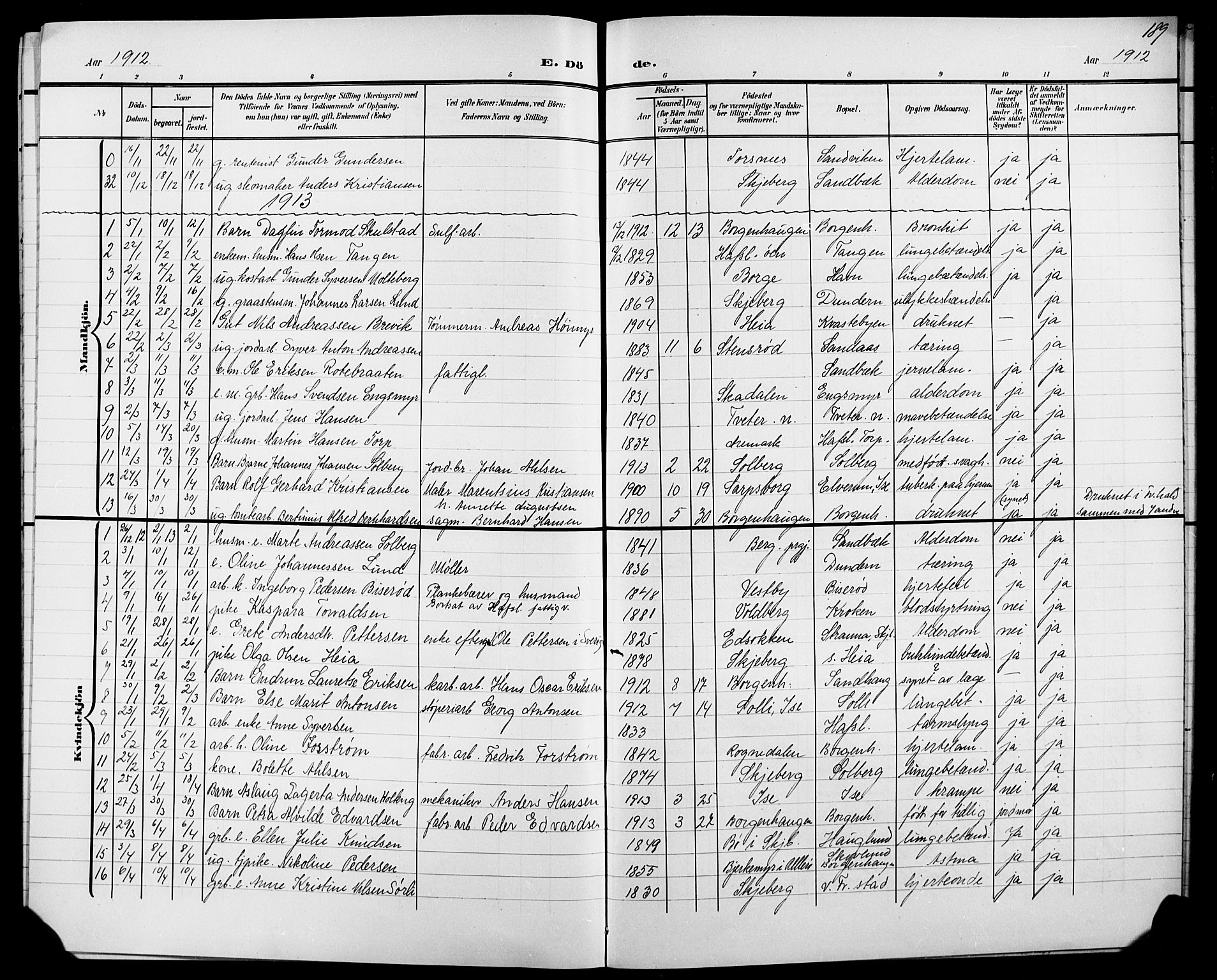 Skjeberg prestekontor Kirkebøker, SAO/A-10923/G/Ga/L0002: Parish register (copy) no. I 2, 1901-1924, p. 189