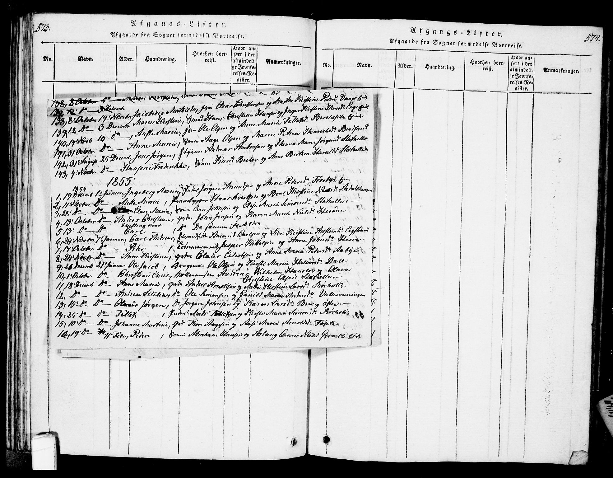 Bamble kirkebøker, SAKO/A-253/G/Ga/L0005: Parish register (copy) no. I 5, 1814-1855, p. 573-574