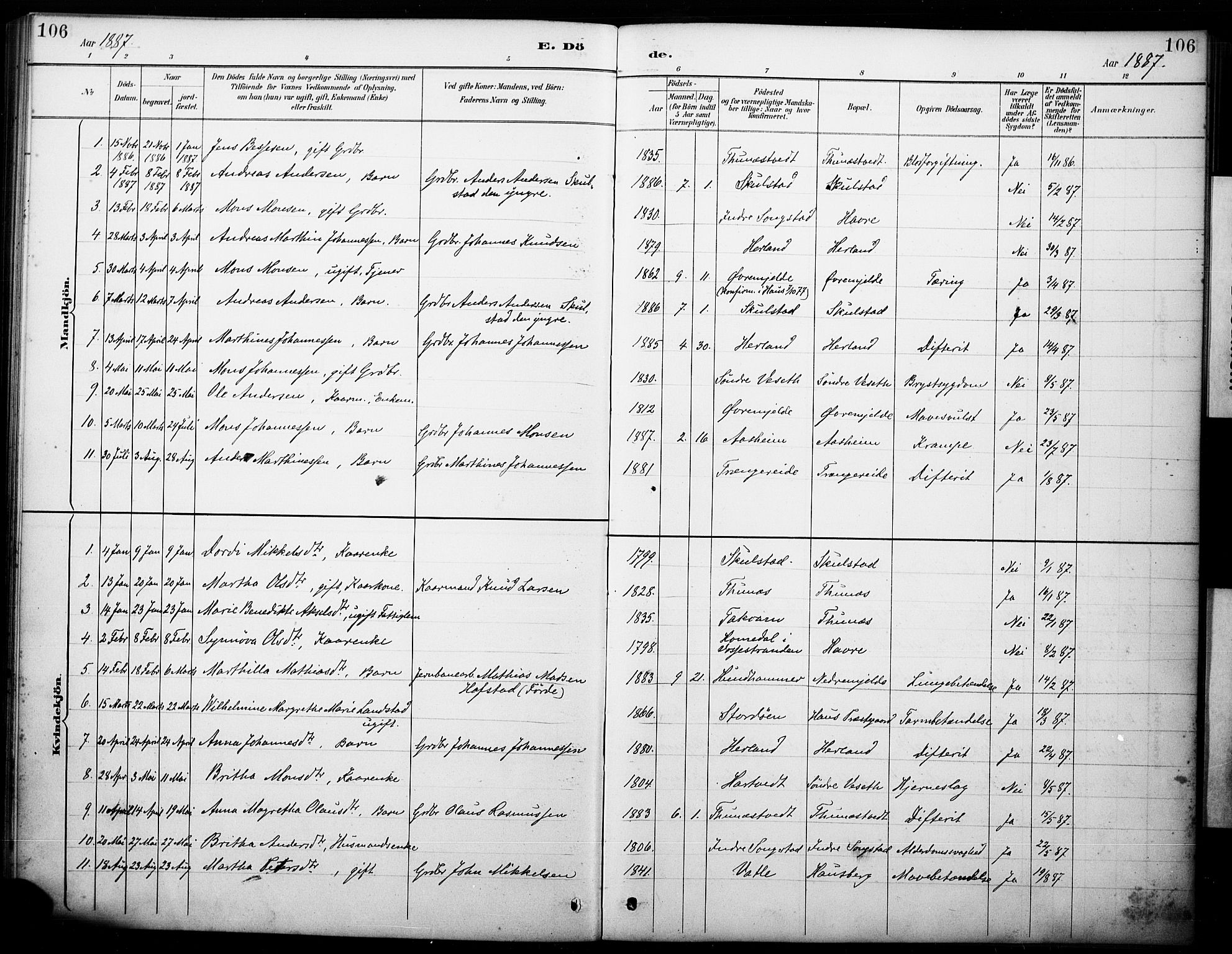 Haus sokneprestembete, SAB/A-75601/H/Haa: Parish register (official) no. B 1, 1887-1898, p. 106