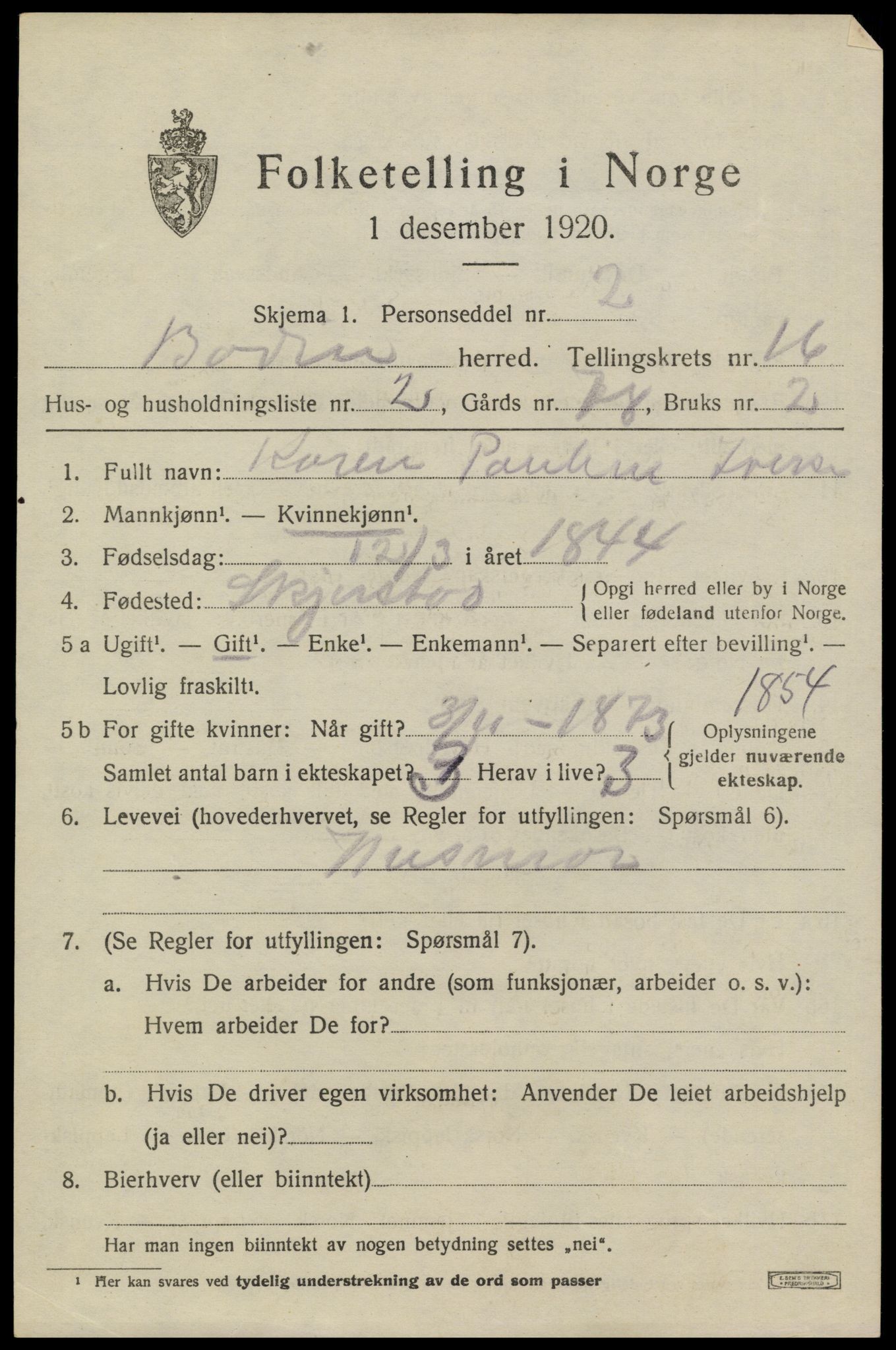 SAT, 1920 census for Bodin, 1920, p. 11494