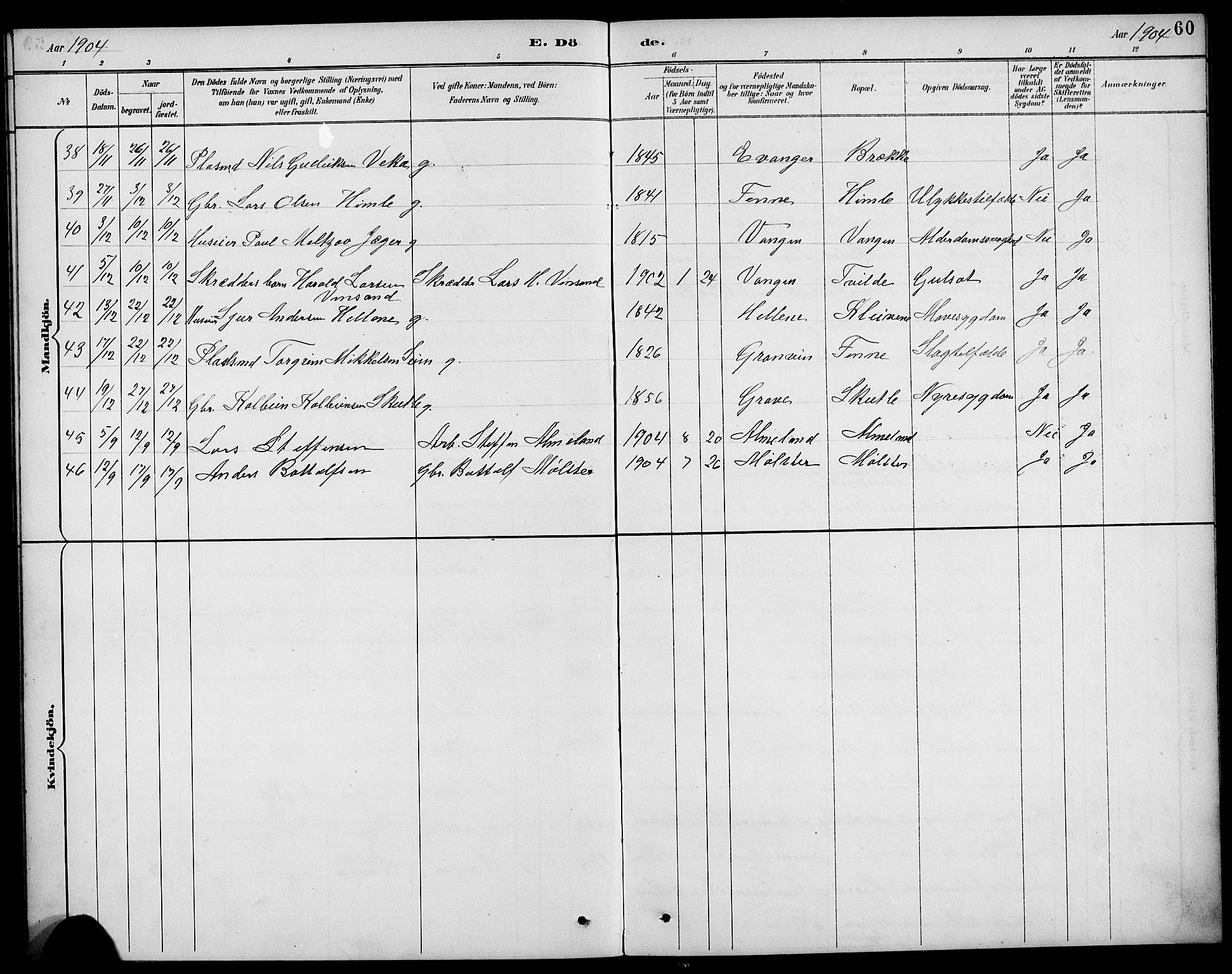 Voss sokneprestembete, AV/SAB-A-79001/H/Hab: Parish register (copy) no. F 1, 1890-1912, p. 60