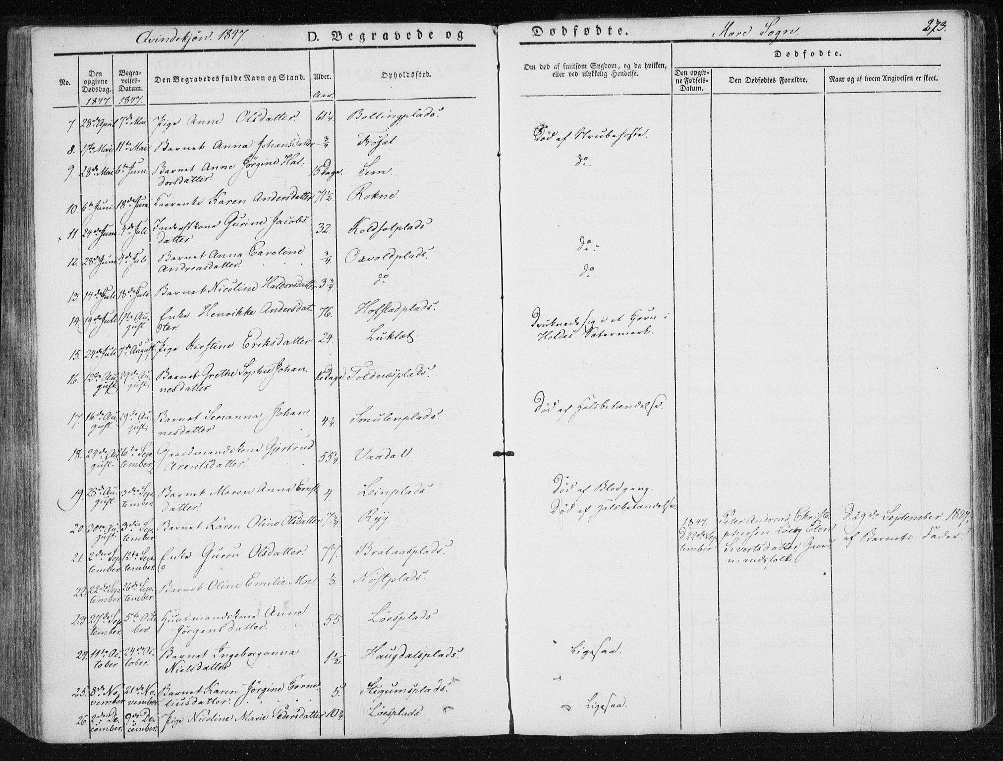 Ministerialprotokoller, klokkerbøker og fødselsregistre - Nord-Trøndelag, SAT/A-1458/735/L0339: Parish register (official) no. 735A06 /1, 1836-1848, p. 273