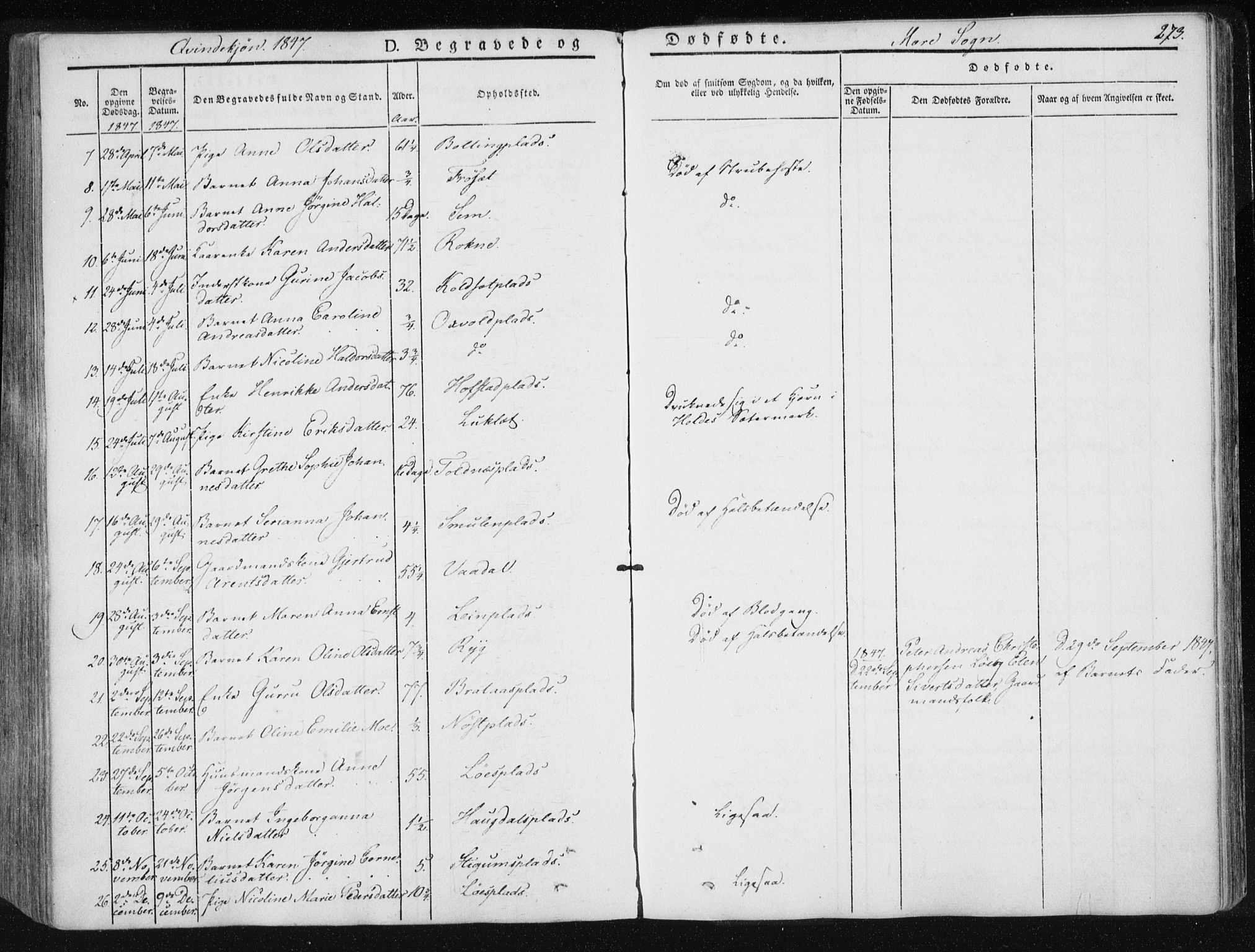 Ministerialprotokoller, klokkerbøker og fødselsregistre - Nord-Trøndelag, AV/SAT-A-1458/735/L0339: Parish register (official) no. 735A06 /1, 1836-1848, p. 273