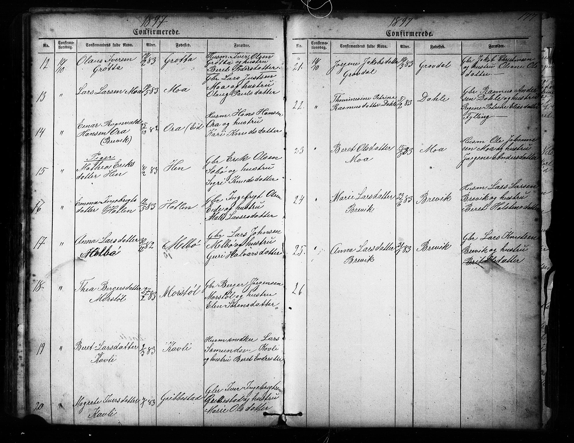 Ministerialprotokoller, klokkerbøker og fødselsregistre - Møre og Romsdal, SAT/A-1454/545/L0588: Parish register (copy) no. 545C02, 1867-1902, p. 177