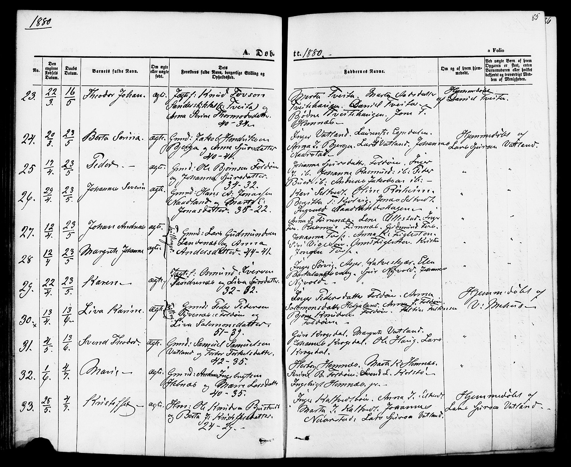 Jelsa sokneprestkontor, AV/SAST-A-101842/01/IV: Parish register (official) no. A 8, 1867-1883, p. 85