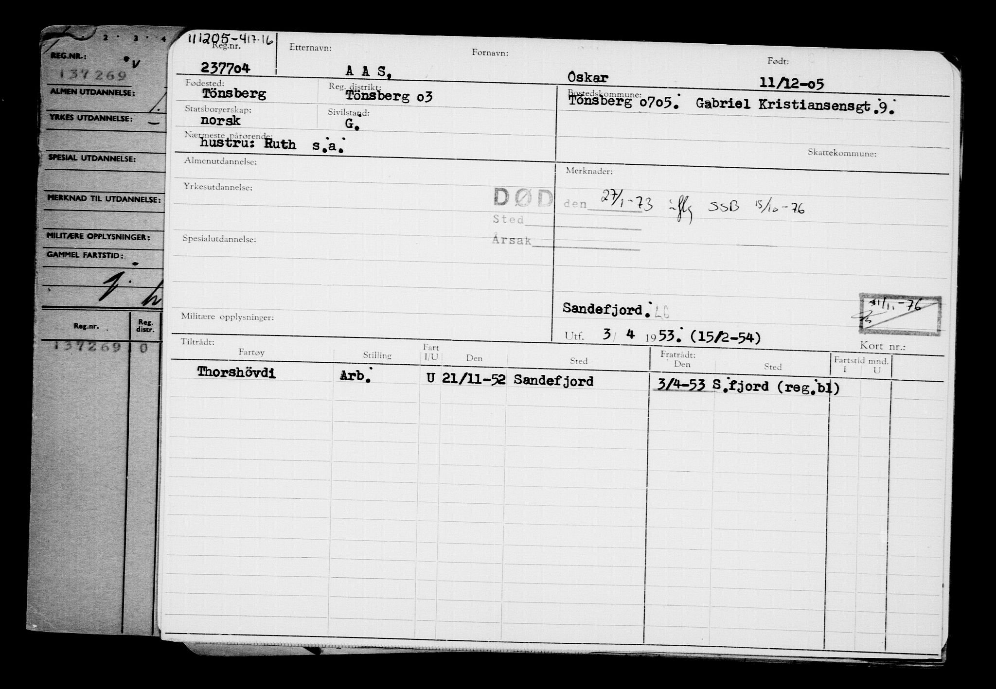 Direktoratet for sjømenn, AV/RA-S-3545/G/Gb/L0062: Hovedkort, 1905, p. 395