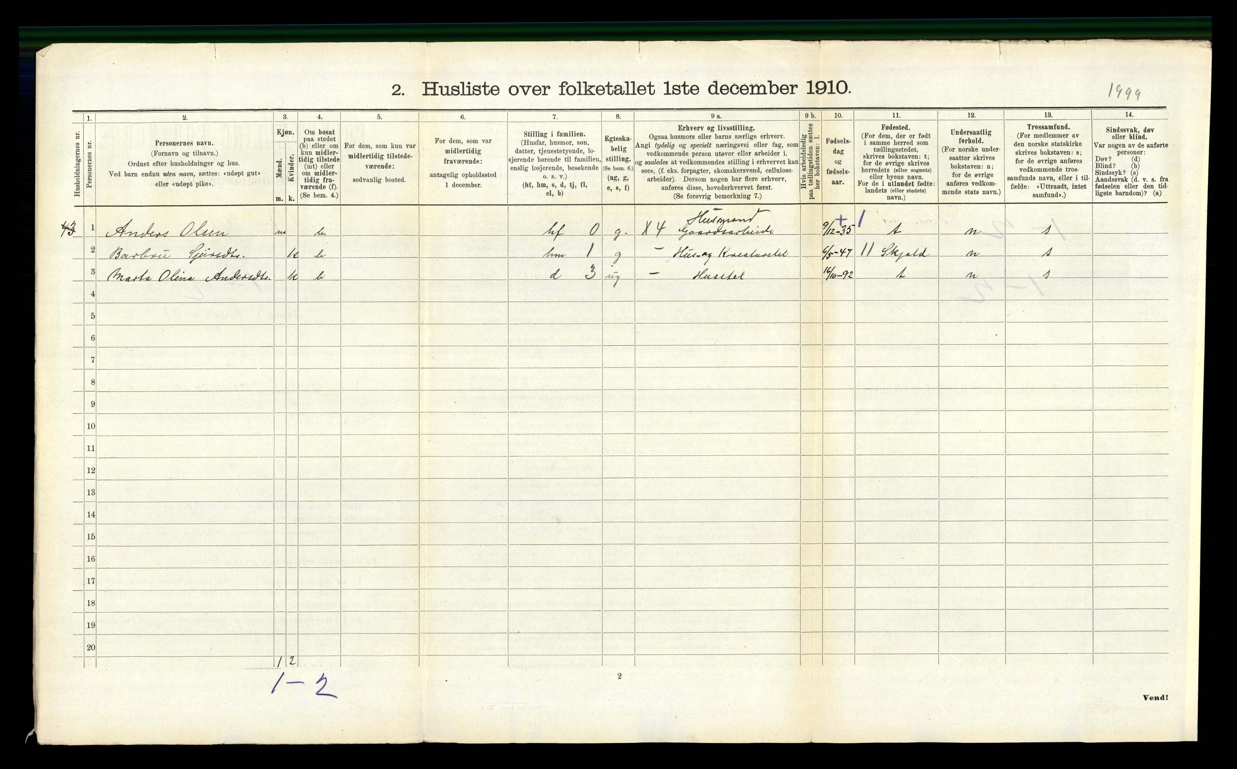 RA, 1910 census for Vats, 1910, p. 375