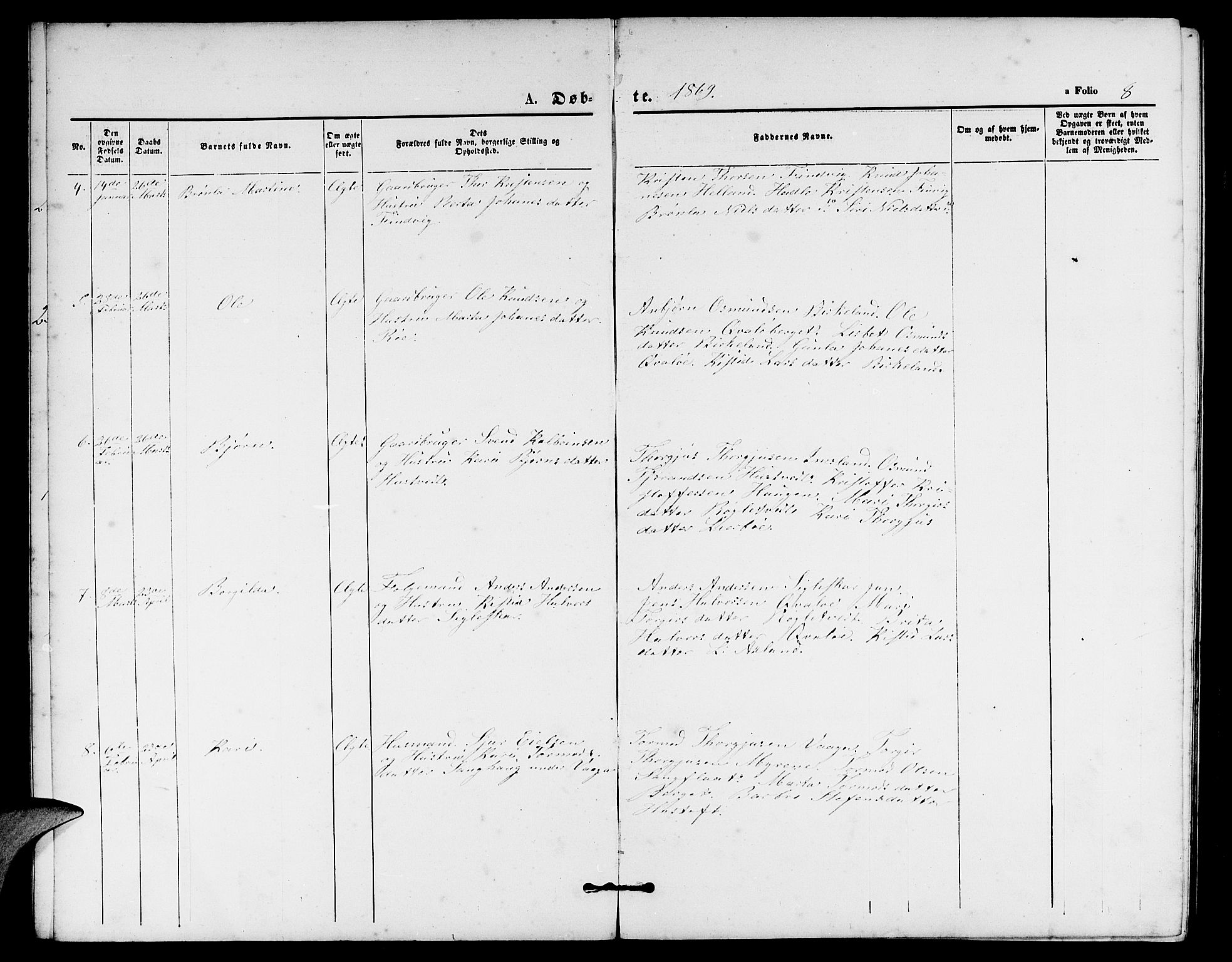 Vikedal sokneprestkontor, AV/SAST-A-101840/01/V: Parish register (copy) no. B 4, 1868-1890, p. 8