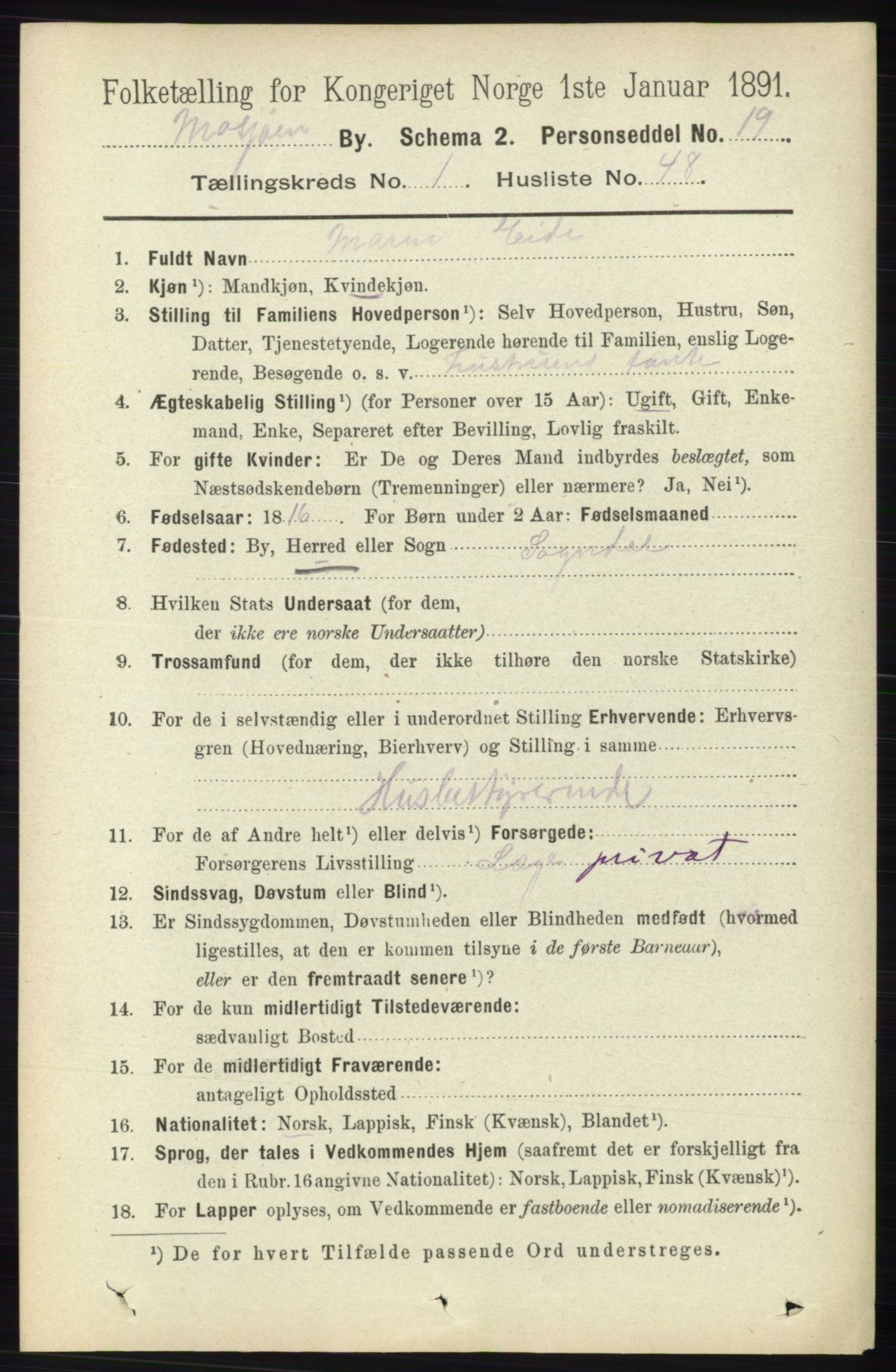 RA, 1891 census for 1802 Mosjøen, 1891, p. 445