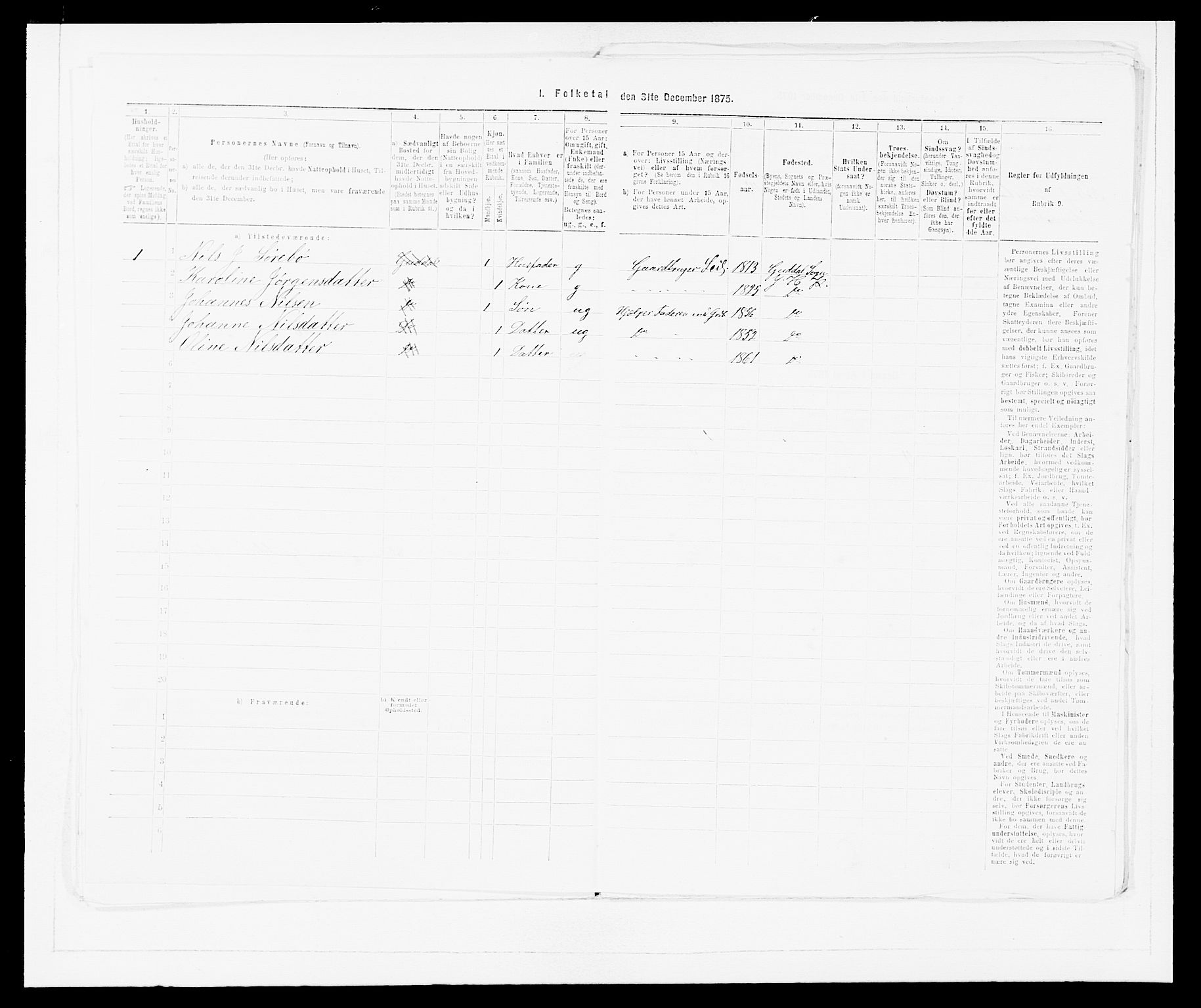 SAB, 1875 census for 1429P Ytre Holmedal, 1875, p. 1153