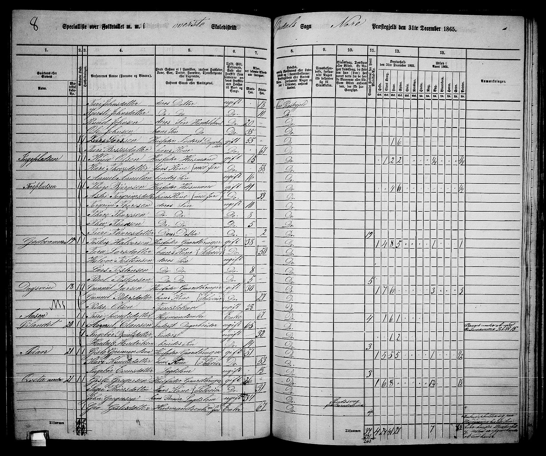 RA, 1865 census for Nore, 1865, p. 128