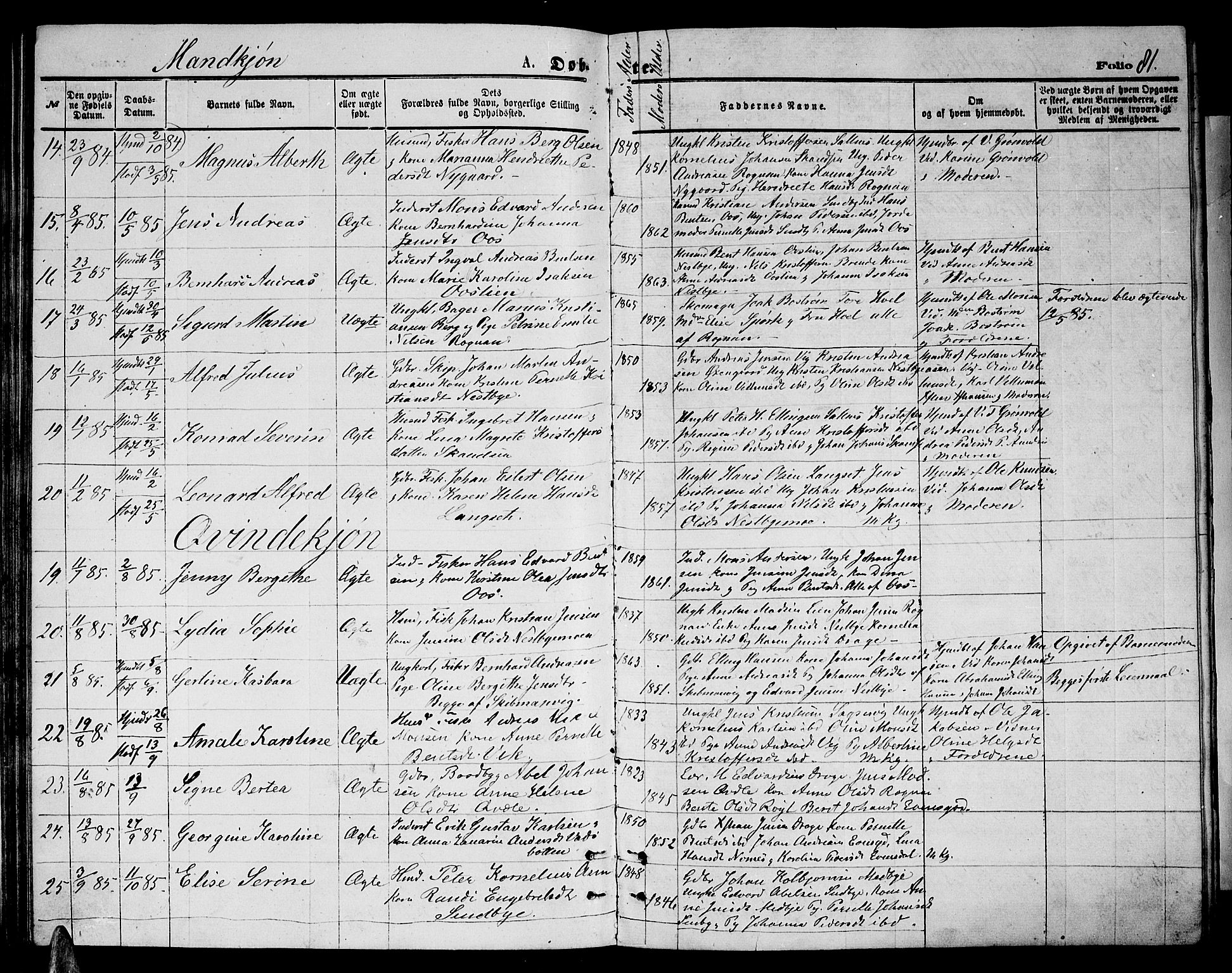 Ministerialprotokoller, klokkerbøker og fødselsregistre - Nordland, AV/SAT-A-1459/847/L0679: Parish register (copy) no. 847C07, 1870-1888, p. 81