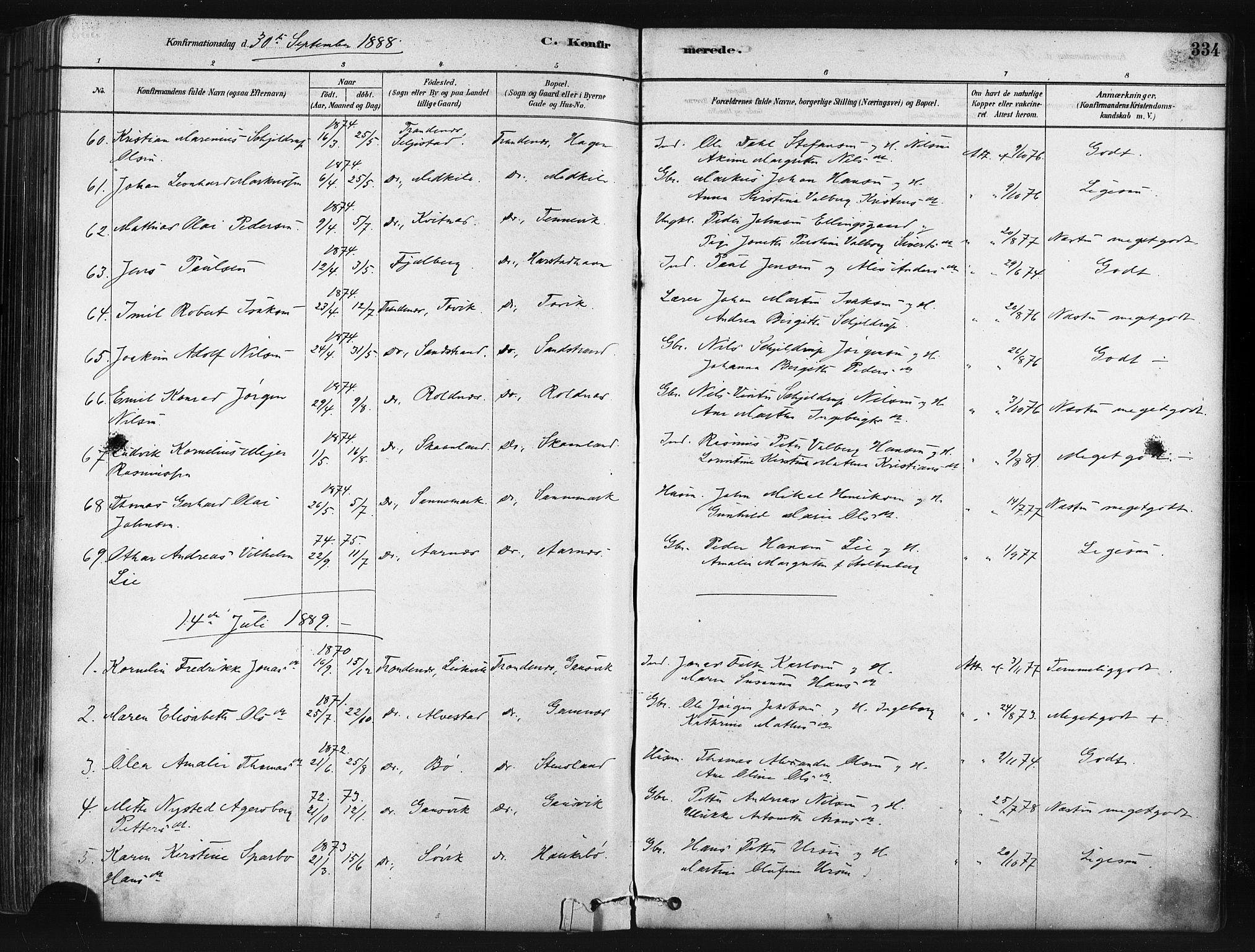 Trondenes sokneprestkontor, SATØ/S-1319/H/Ha/L0014kirke: Parish register (official) no. 14, 1878-1889, p. 334