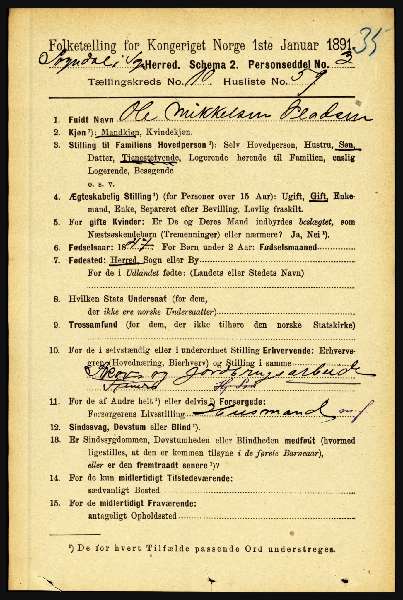 RA, 1891 census for 1420 Sogndal, 1891, p. 4314