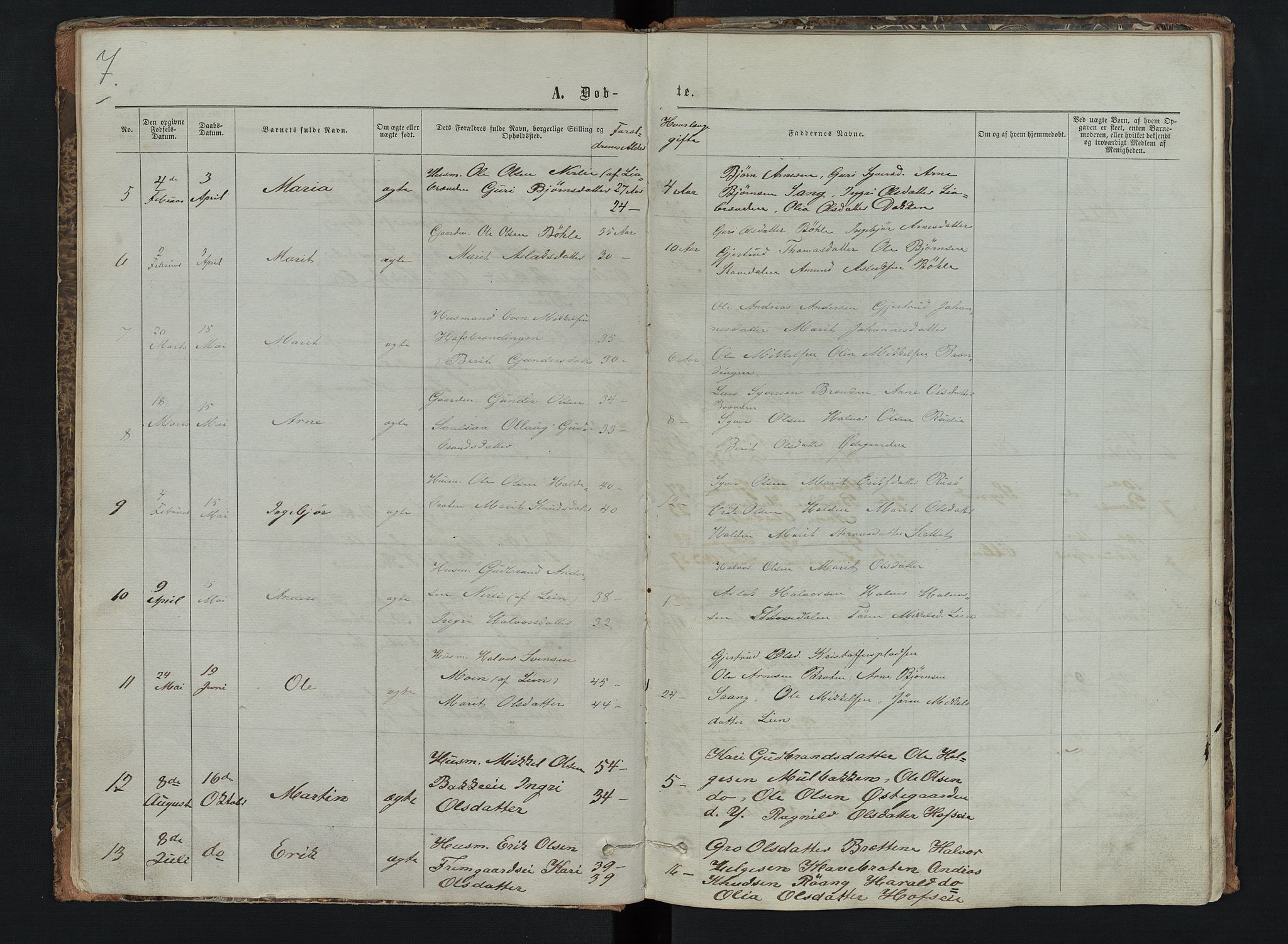 Sør-Aurdal prestekontor, SAH/PREST-128/H/Ha/Hab/L0006: Parish register (copy) no. 6, 1866-1893, p. 7