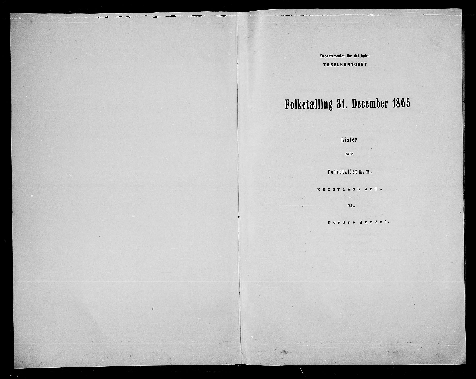 RA, 1865 census for Nord-Aurdal, 1865, p. 3