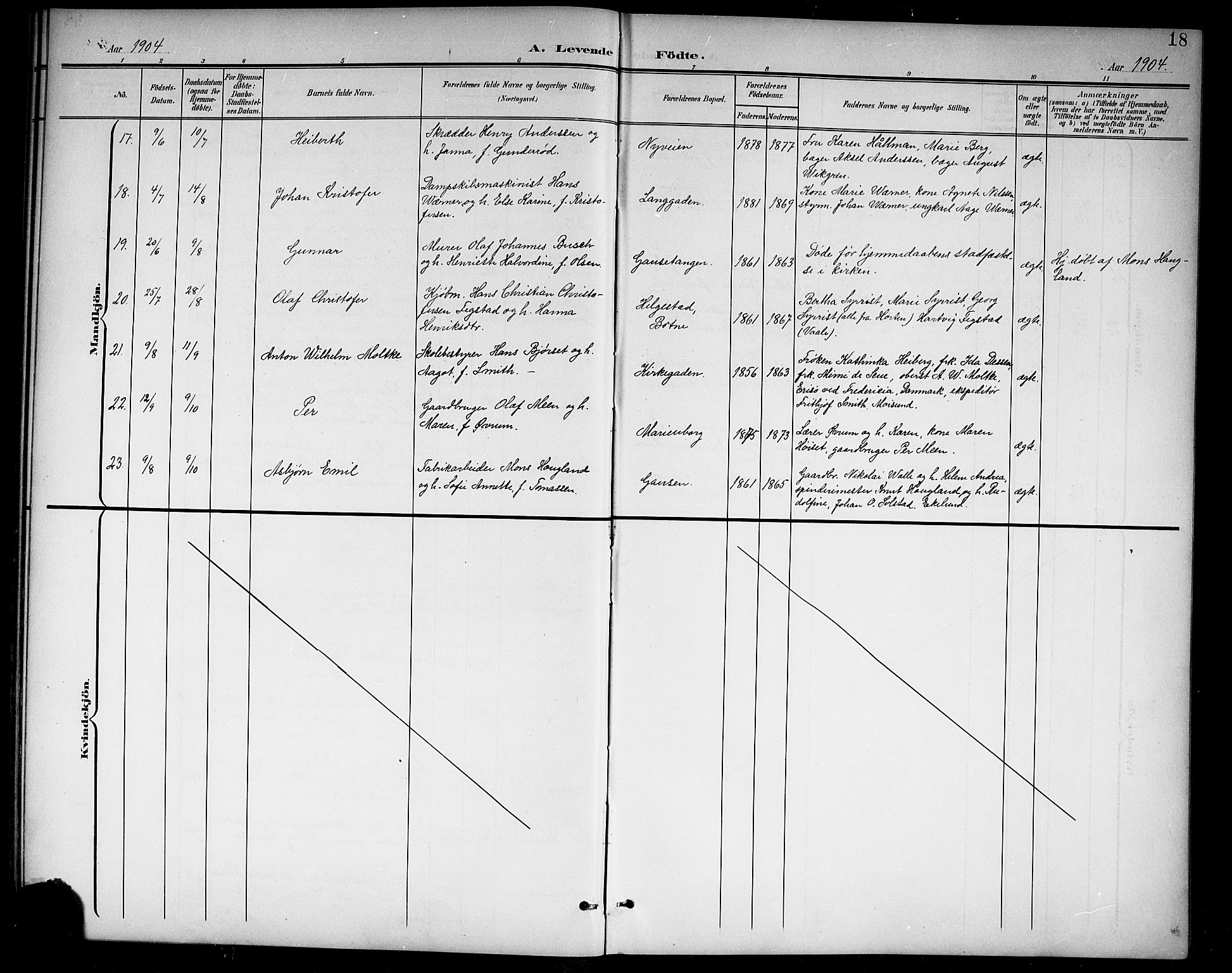 Holmestrand kirkebøker, AV/SAKO-A-346/G/Ga/L0006: Parish register (copy) no. 6, 1901-1923, p. 18