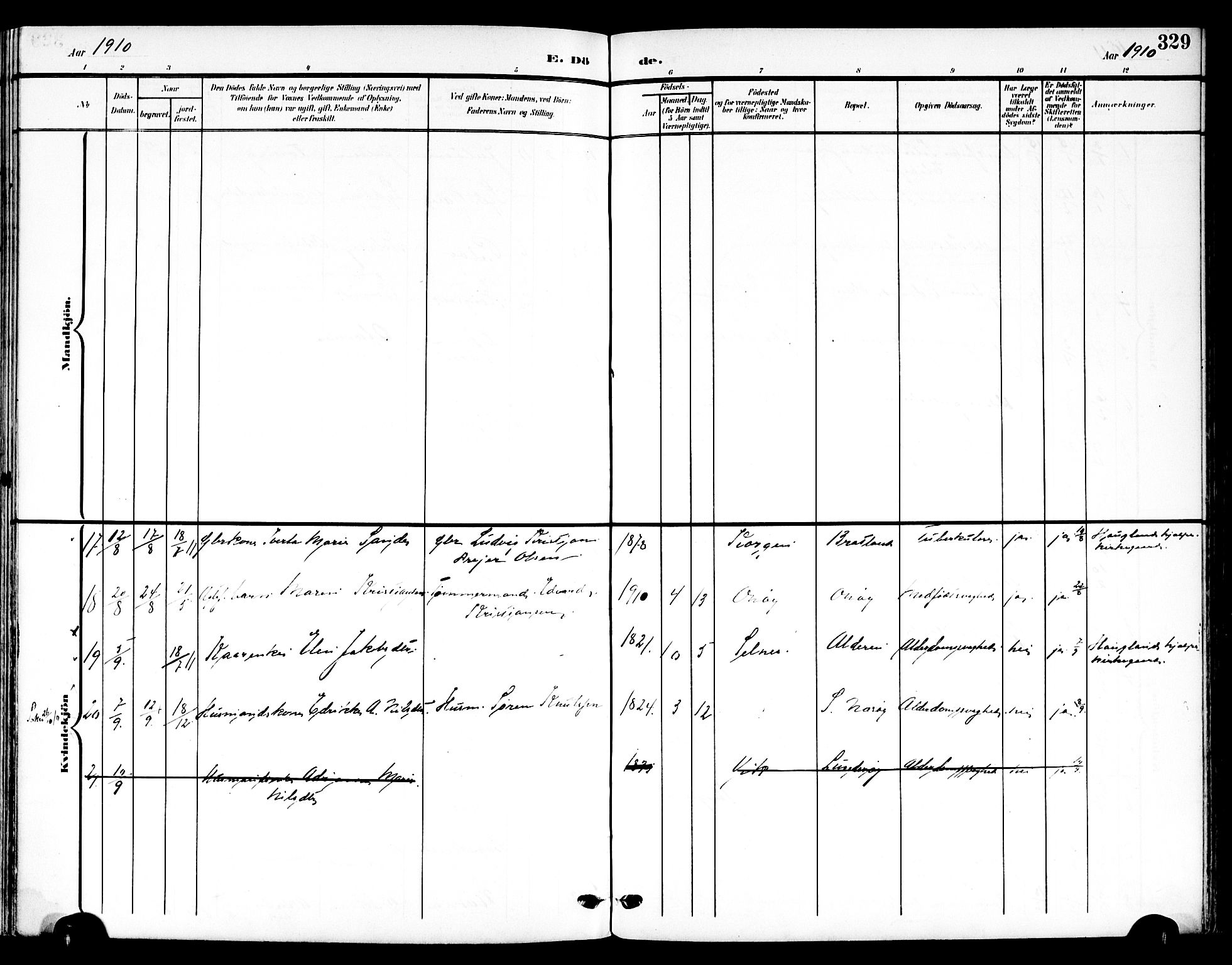 Ministerialprotokoller, klokkerbøker og fødselsregistre - Nordland, AV/SAT-A-1459/839/L0569: Parish register (official) no. 839A06, 1903-1922, p. 329