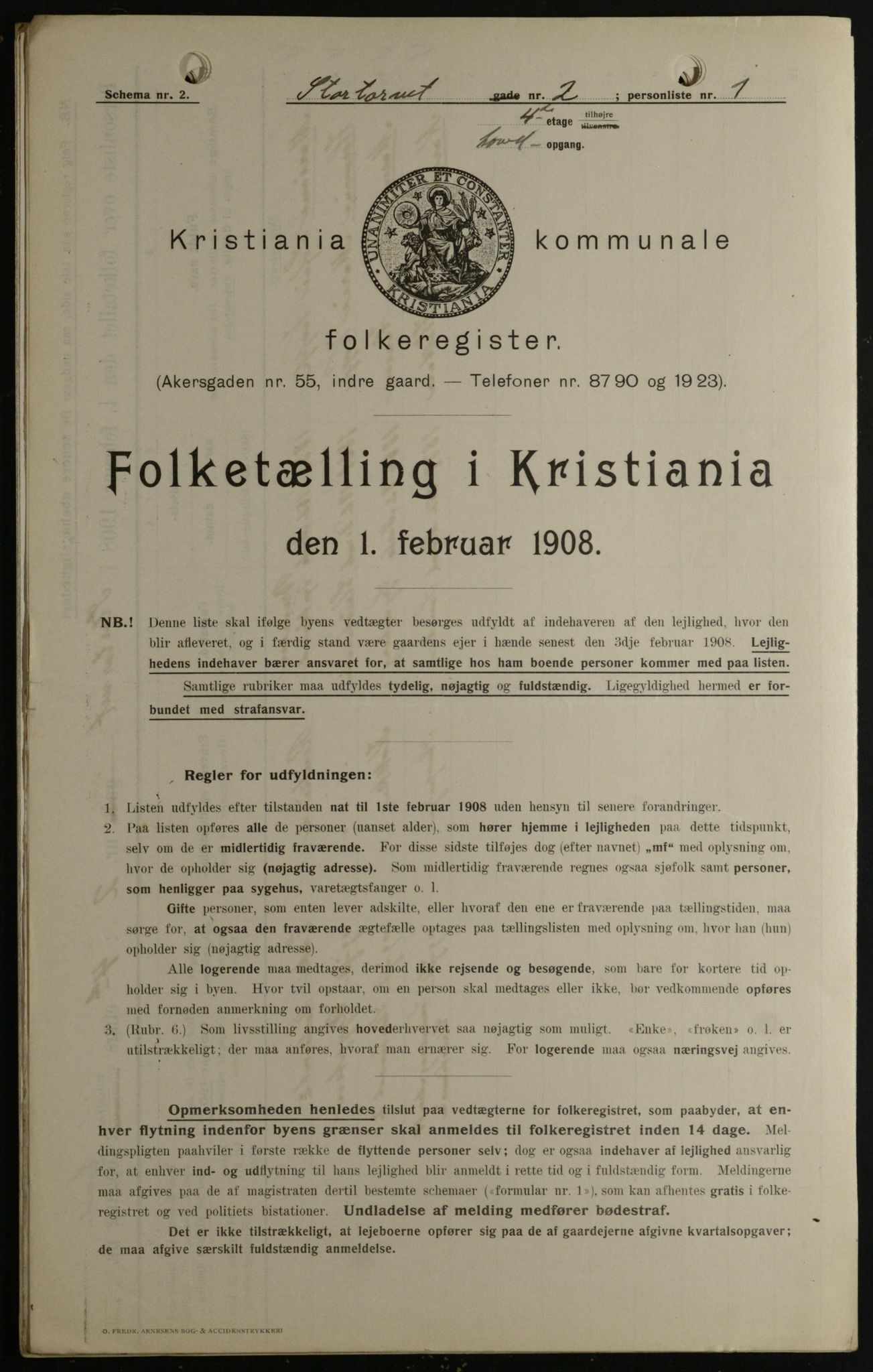 OBA, Municipal Census 1908 for Kristiania, 1908, p. 93138