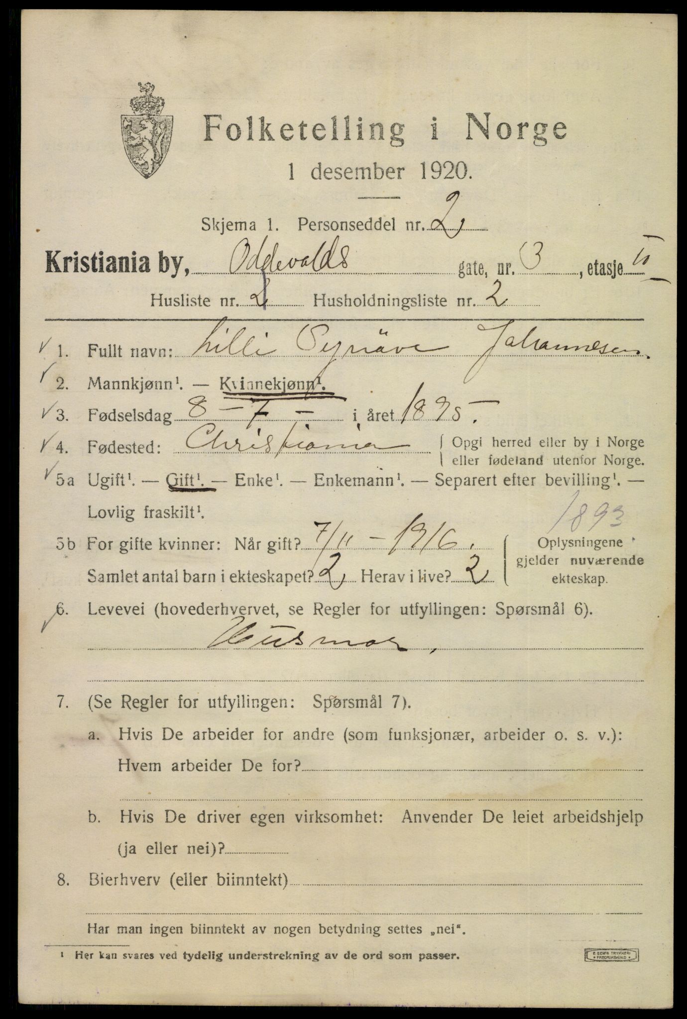 SAO, 1920 census for Kristiania, 1920, p. 429177