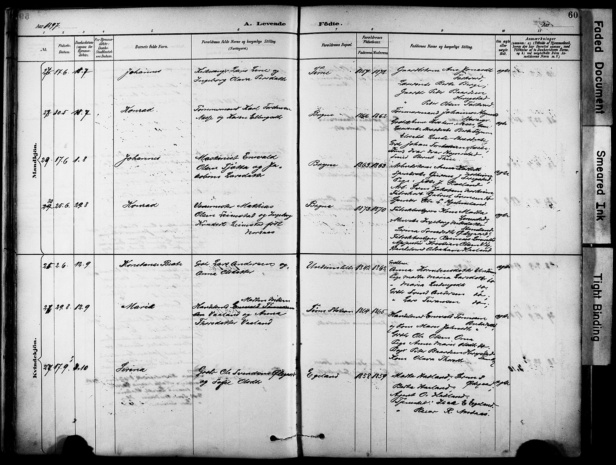 Lye sokneprestkontor, AV/SAST-A-101794/001/30BA/L0011: Parish register (official) no. A 9, 1893-1903, p. 60