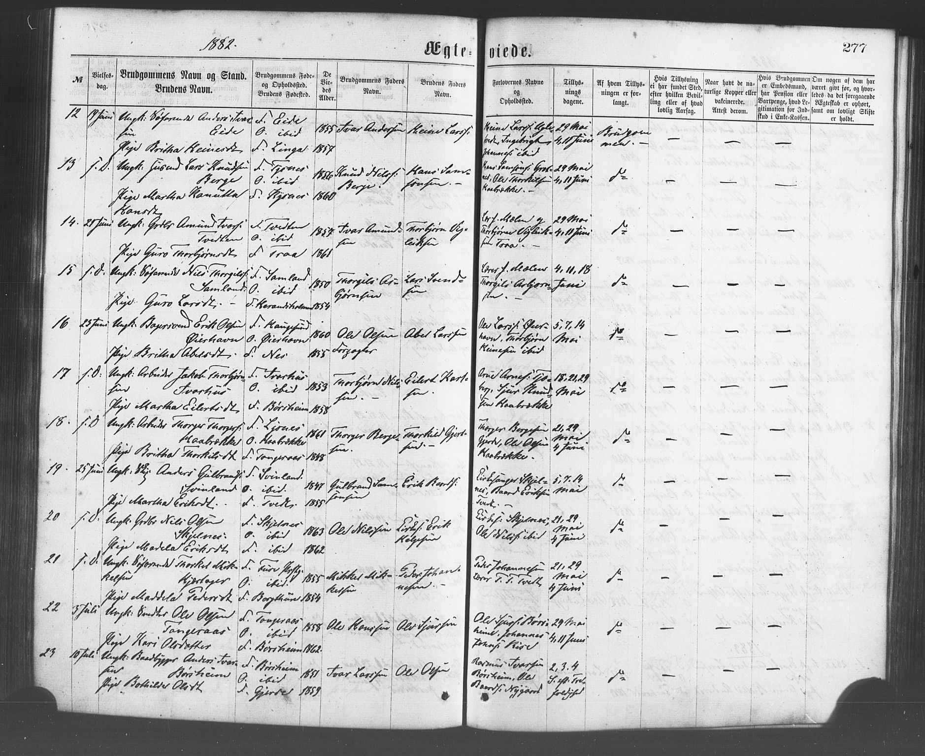 Strandebarm sokneprestembete, SAB/A-78401/H/Haa: Parish register (official) no. A 9, 1872-1886, p. 277