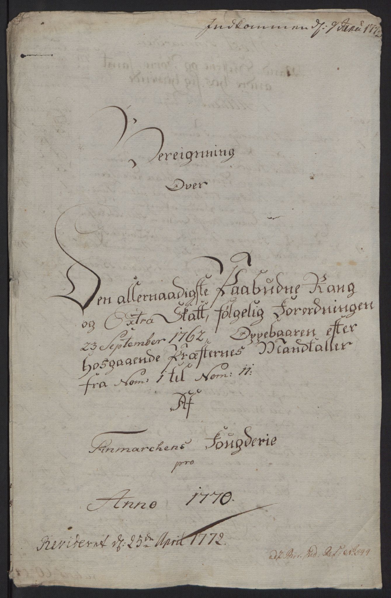 Rentekammeret inntil 1814, Reviderte regnskaper, Fogderegnskap, RA/EA-4092/R69/L4910: Ekstraskatten  Finnmark/Vardøhus, 1762-1772, p. 370