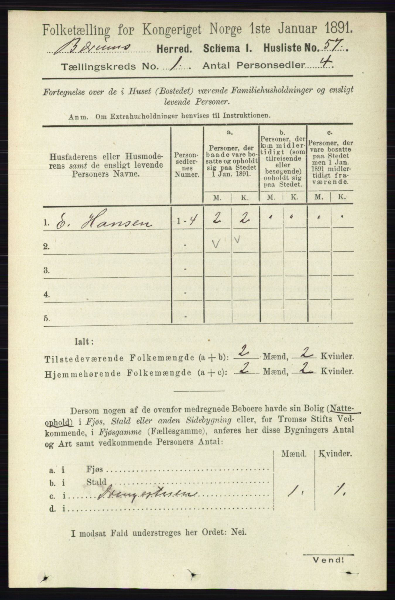 RA, 1891 census for 0219 Bærum, 1891, p. 102