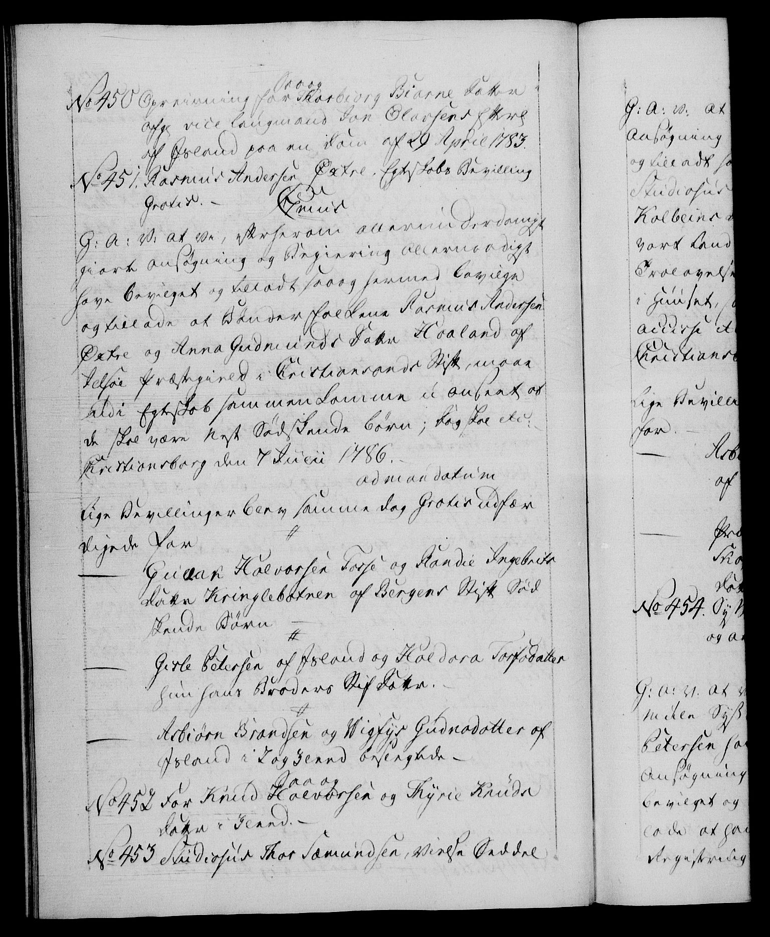 Danske Kanselli 1572-1799, RA/EA-3023/F/Fc/Fca/Fcaa/L0051: Norske registre, 1786-1787, p. 238b