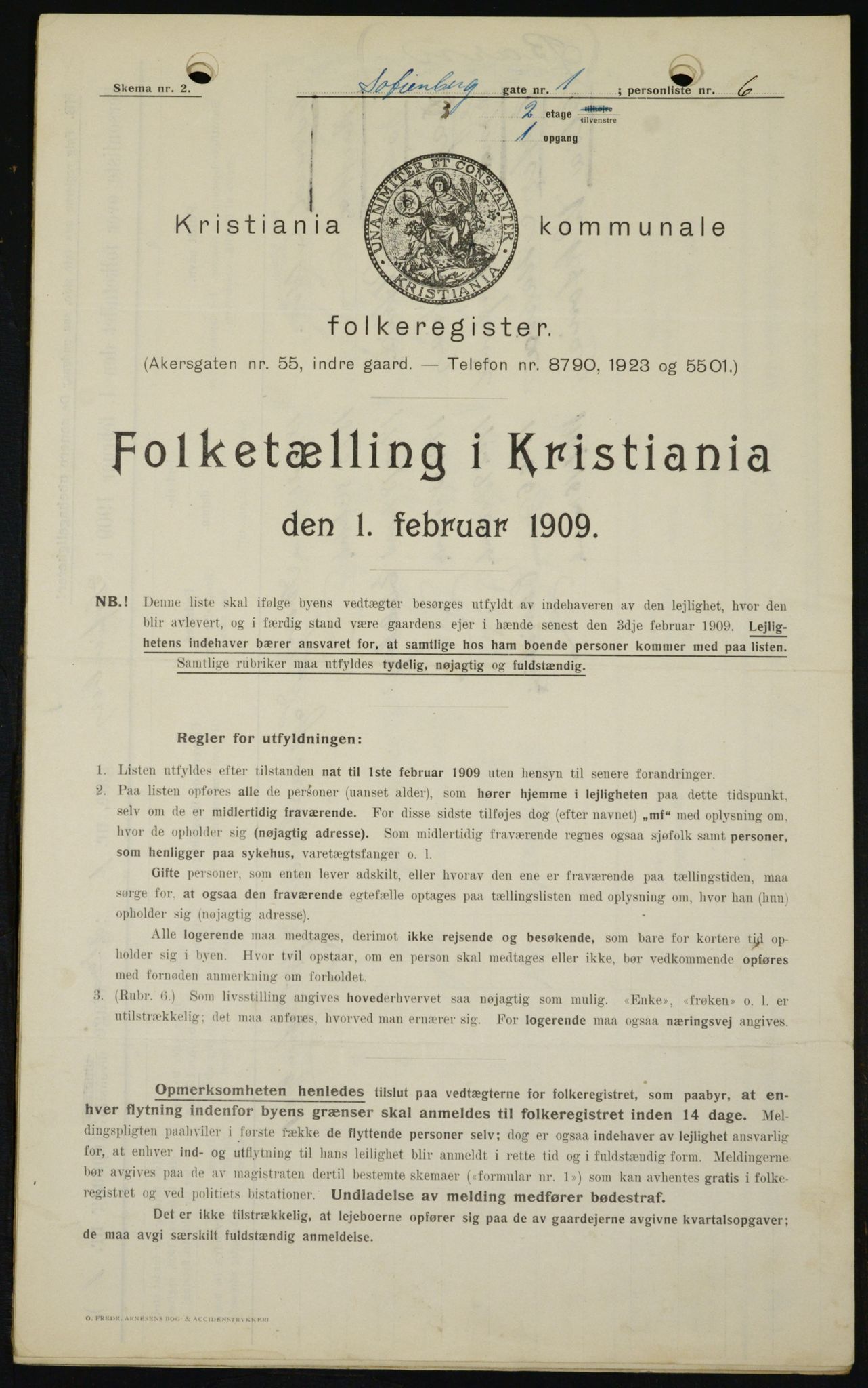 OBA, Municipal Census 1909 for Kristiania, 1909, p. 88974