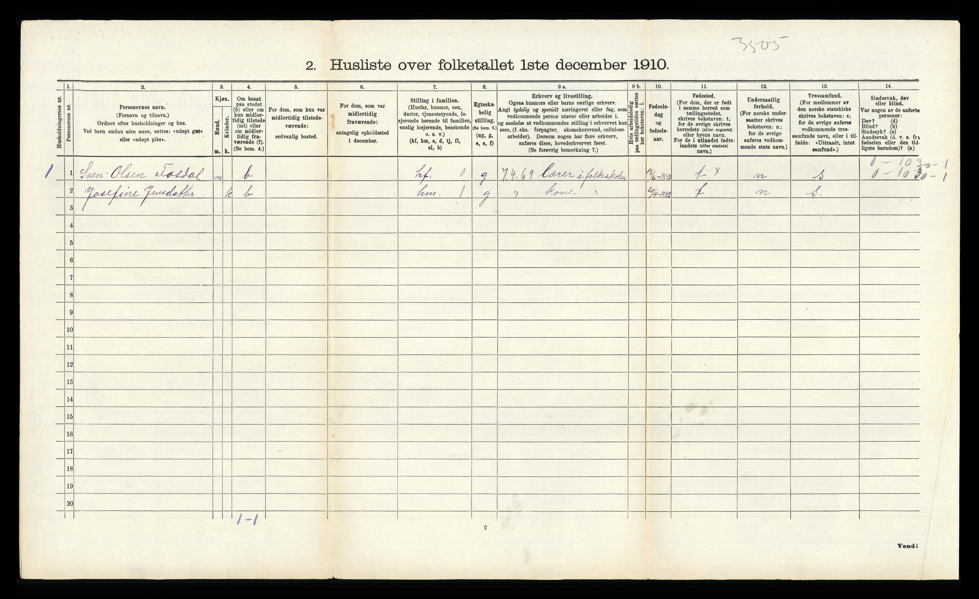 RA, 1910 census for Gyland, 1910, p. 133