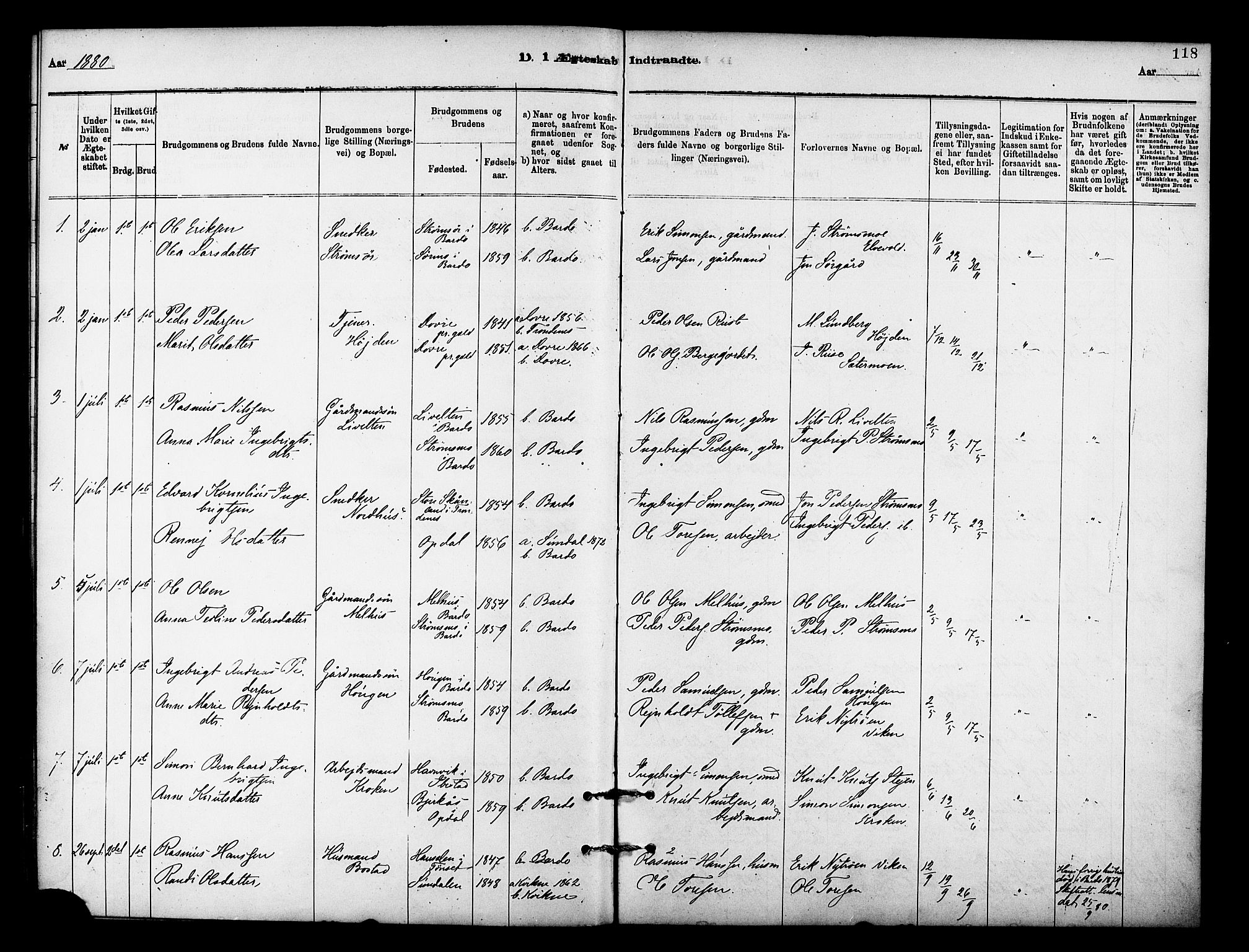 Målselv sokneprestembete, SATØ/S-1311/G/Ga/Gaa/L0009kirke: Parish register (official) no. 9, 1878-1889, p. 118