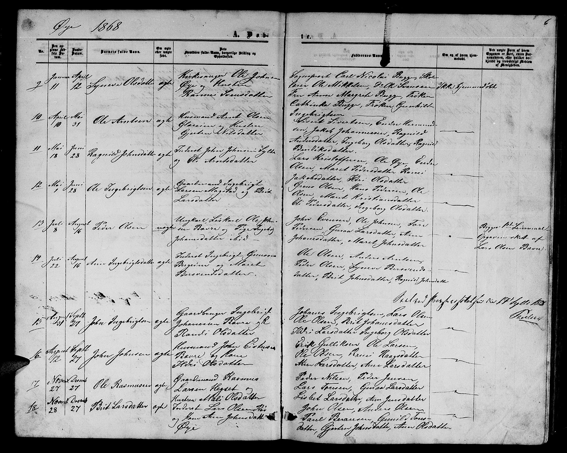Ministerialprotokoller, klokkerbøker og fødselsregistre - Møre og Romsdal, SAT/A-1454/595/L1051: Parish register (copy) no. 595C03, 1866-1891, p. 6