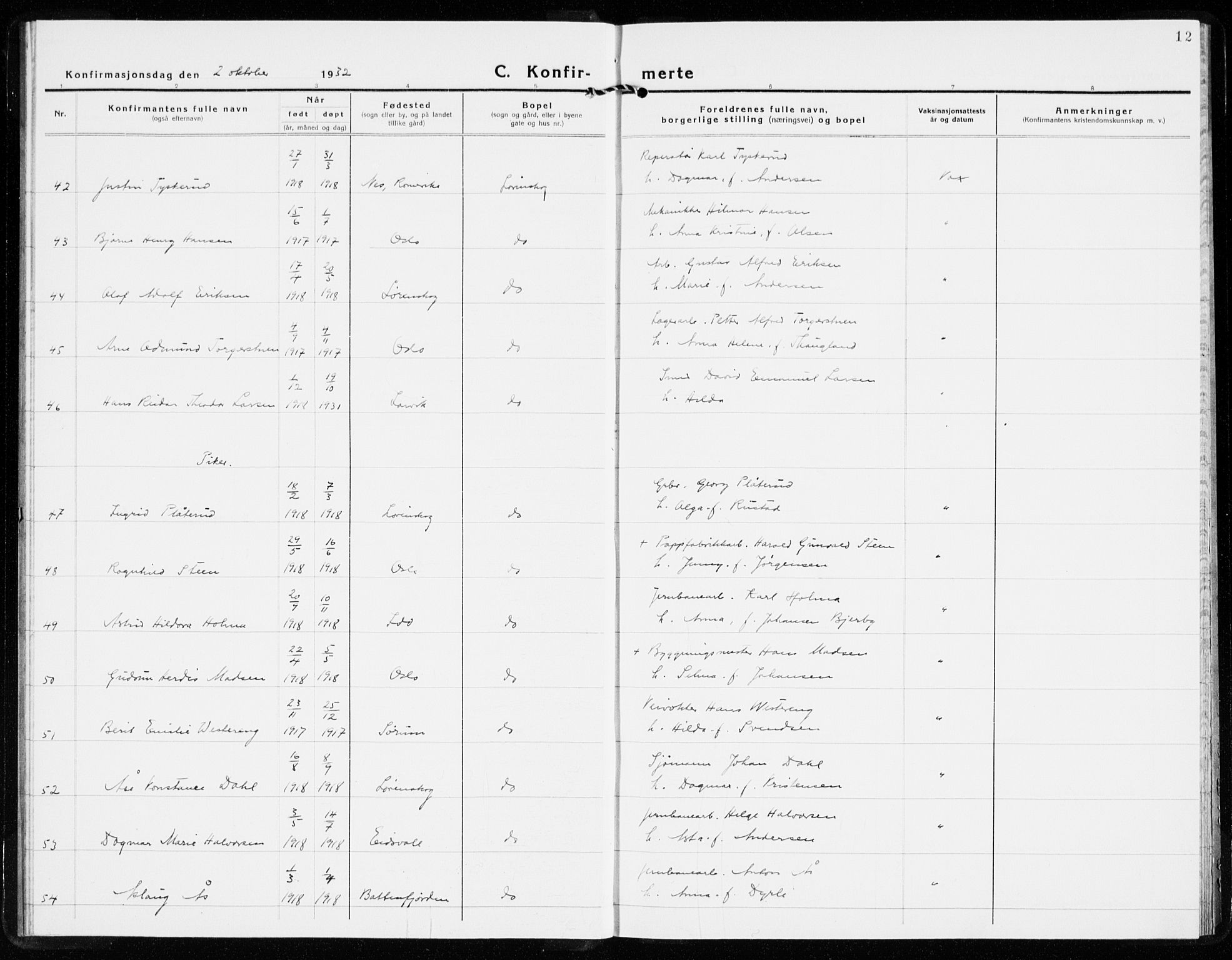 Skedsmo prestekontor Kirkebøker, AV/SAO-A-10033a/F/Fb/L0004: Parish register (official) no. II 4, 1931-1943, p. 12